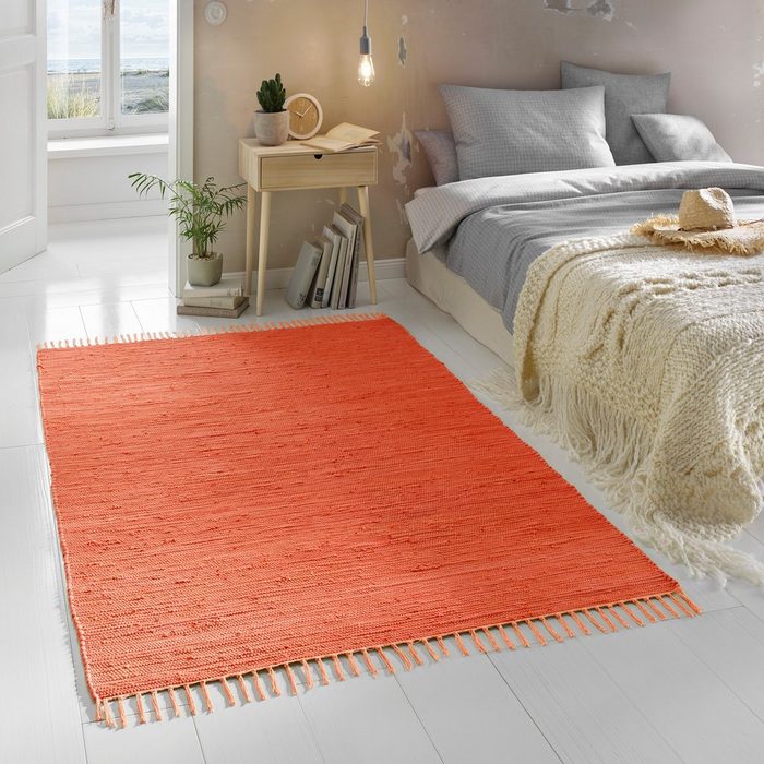 Teppich Flicken-Teppich 100% Baumwolle TaCa Home rechteckig Höhe: 5 mm Wohnzimmer Esszimmer Küche Flur Läufer 060x090cm