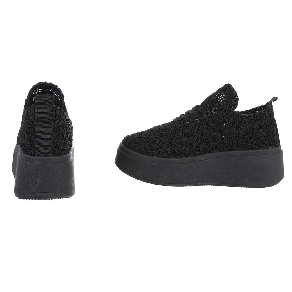 Ital-Design Damen Sneaker mit erhöhtem Komfort und kunstvollem Design Sneaker (91116874) Keilabsatz/Wedge Sneakers Low in Schwarz