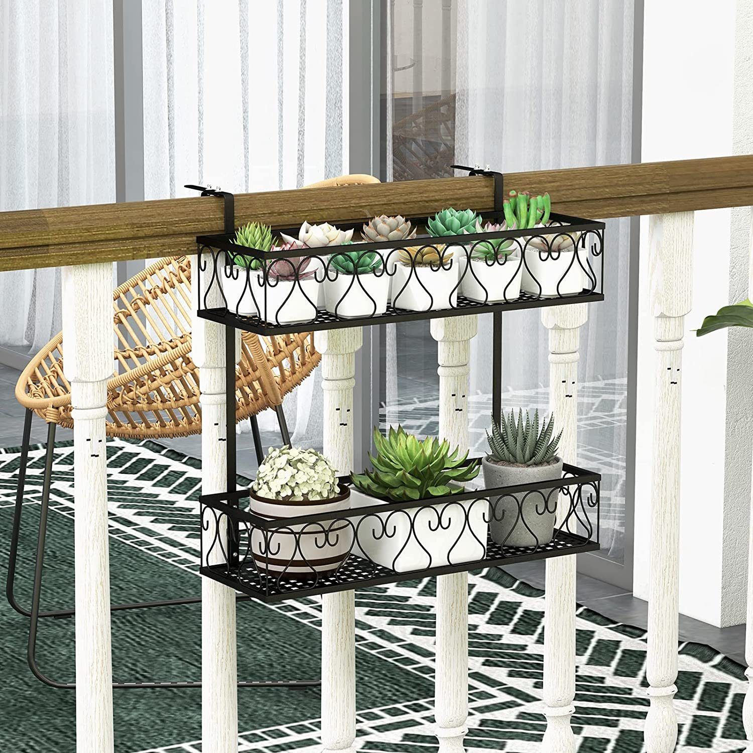 2-stöckiges mit verstellbaren hängendes Blumenständer Haken Blumenregal, KOMFOTTEU