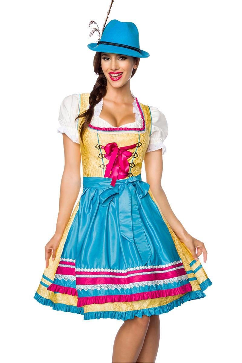 DIRNDLINE Dirndl 2-tlg. Trachten Set: Dirndl mit Schürze in gelb/blau/pink mehr