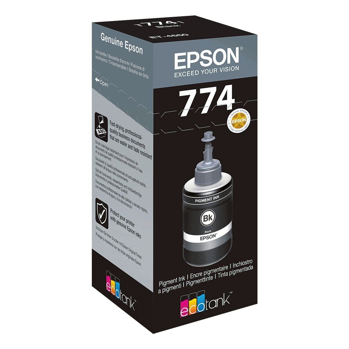 Epson T7741 Tintenpatrone (1-tlg., Nr. 774, Original Tintenbehälter, schwarz) | Tintenpatronen