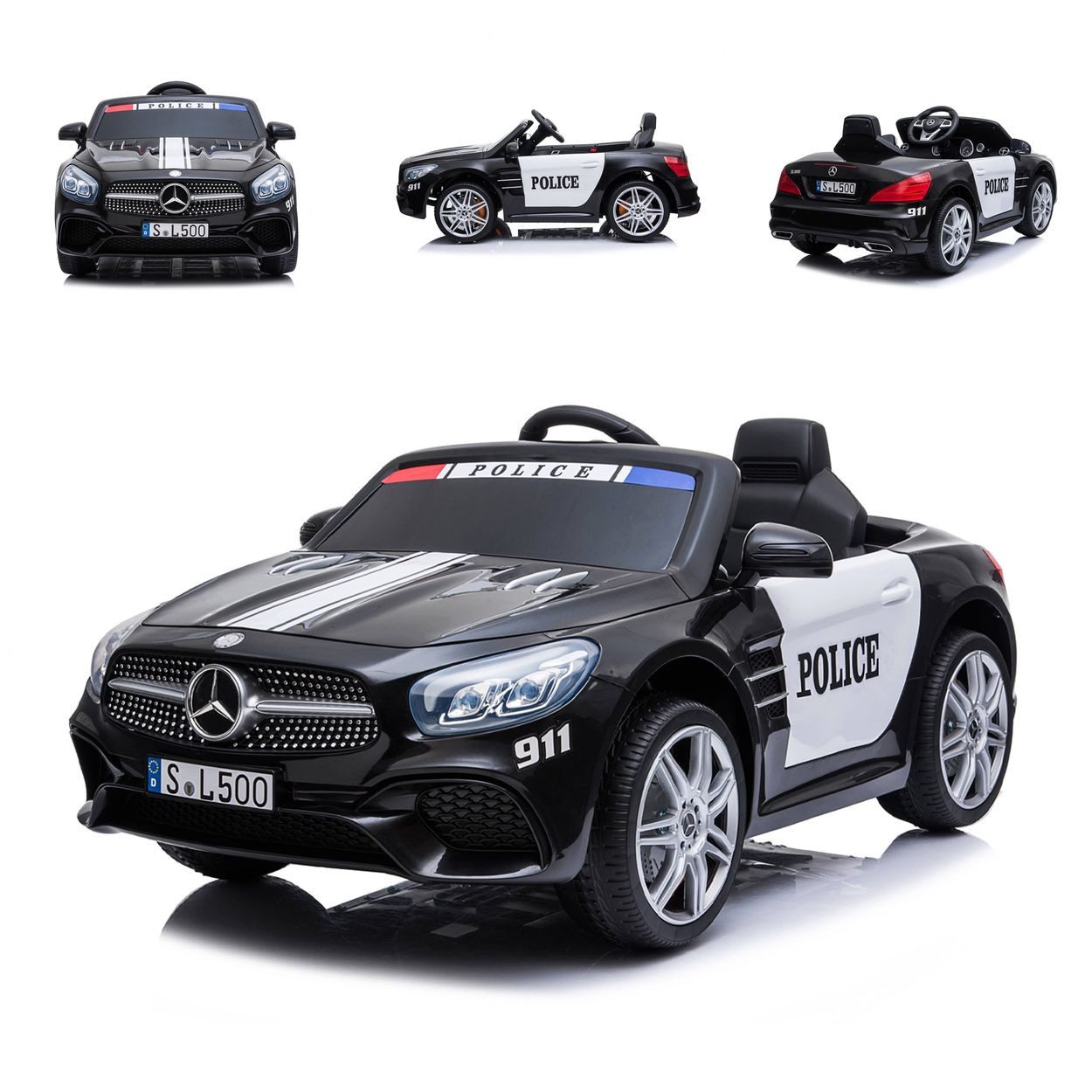 Chipolino Elektro-Kinderauto Elektroauto Polizei Mercedes, Belastbarkeit 30 kg, SL500 LED Bluetooth Fernbedienung