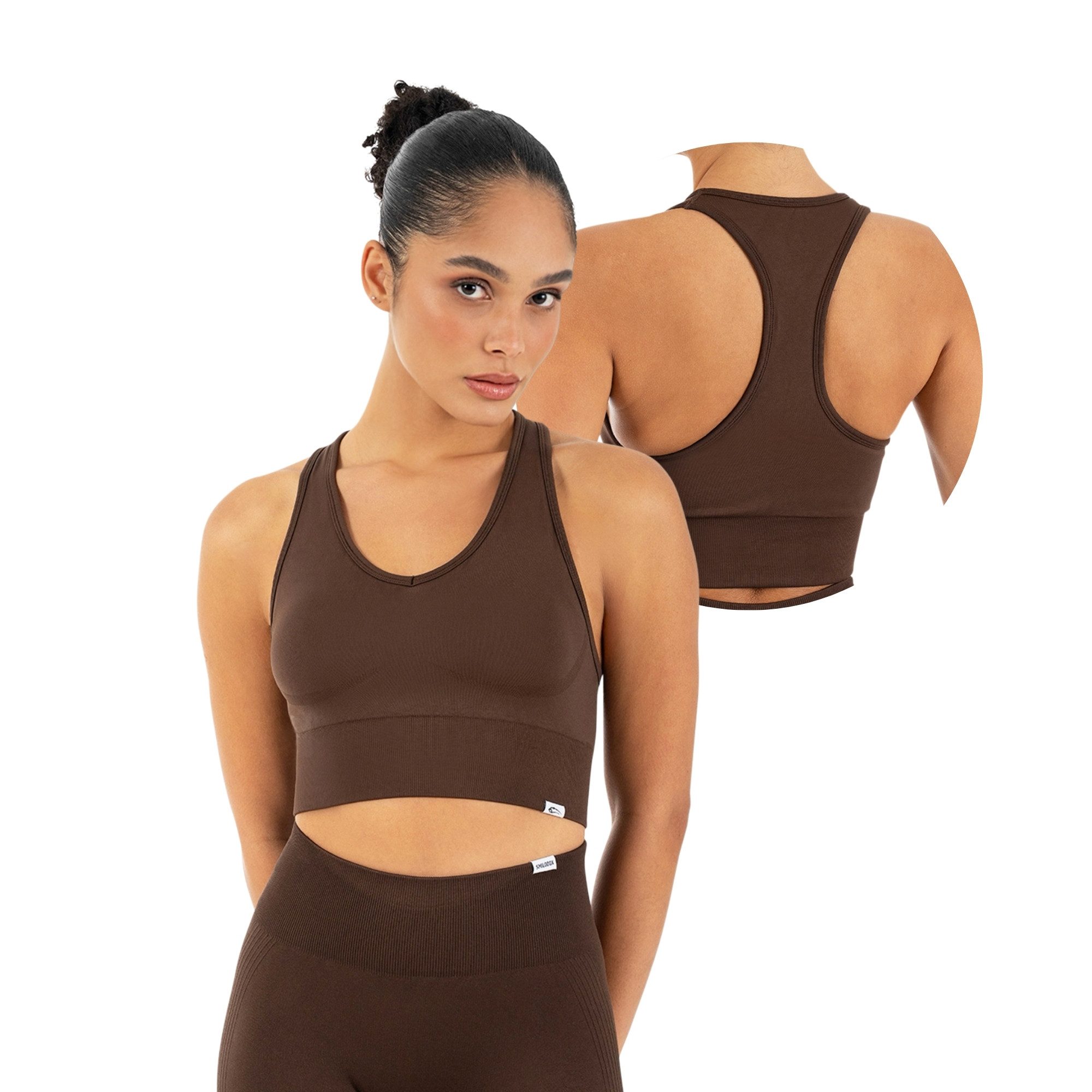 Smilodox Sport-BH Vonda, Sport Top Damen, Gym-BH für Workouts,Training & Yoga V-Ausschnitt, Seamless, Shaped Fit, Support-Bund, elastisch