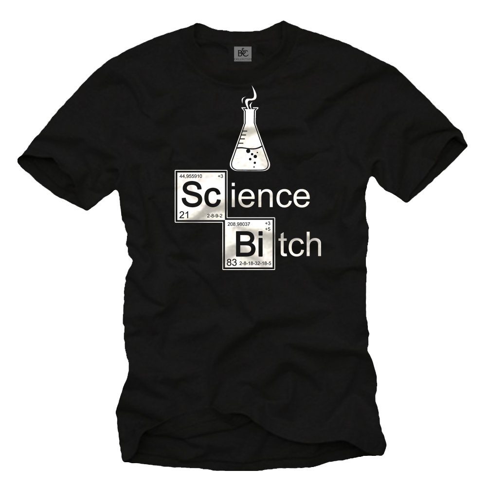 MAKAYA Print-Shirt Bad Science T-Shirt Chemie Studenten Geschenke Männer Druck Aufdruck mit Druck, aus Baumwolle