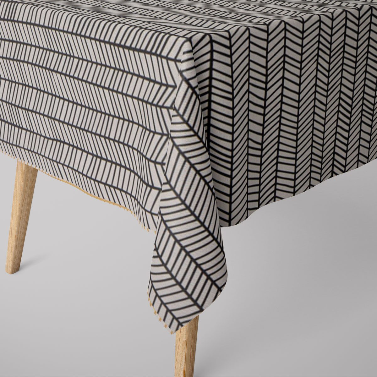 SCHÖNER LEBEN. Tischdecke Fischgrätmuster abstrakt weiß schwarz, made in Germany,handmade