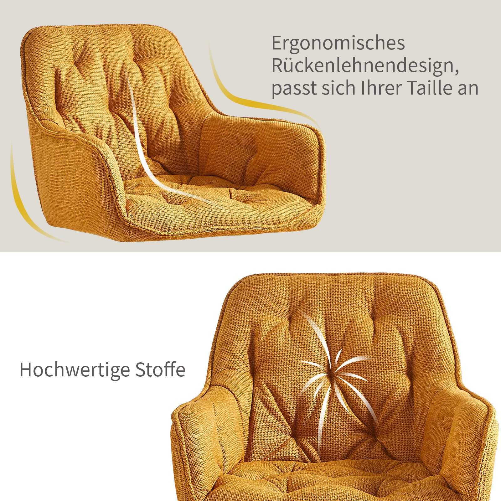 JYMTOM Esszimmerstuhl mit dickem Samtstoff gepolsterter Sitz, Armlehnen und Rückenlehne (4 St), als Tee-/Lese-Eckstuhl oder als Schreibtischstuhl