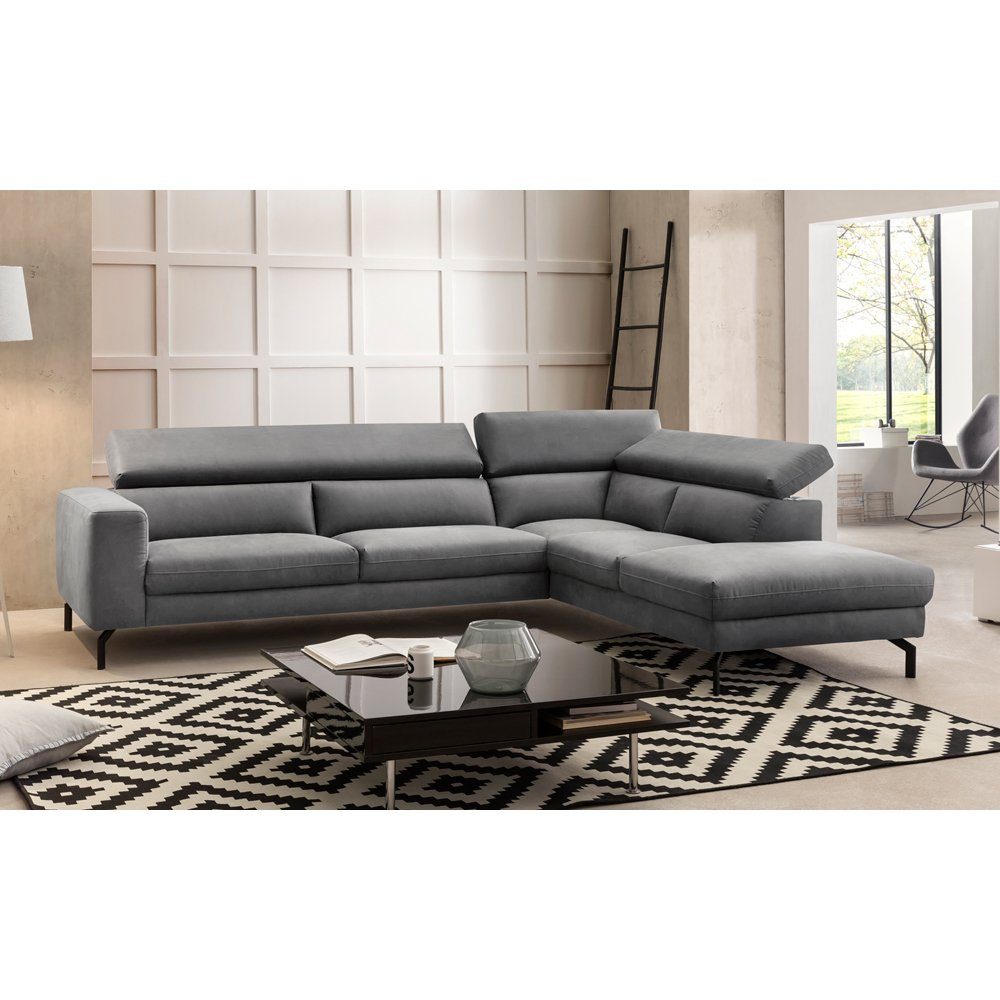 Kopfteil, CASSINO-155, Lomadox verstellbares L-Form, grau Vintageoptik Sofa