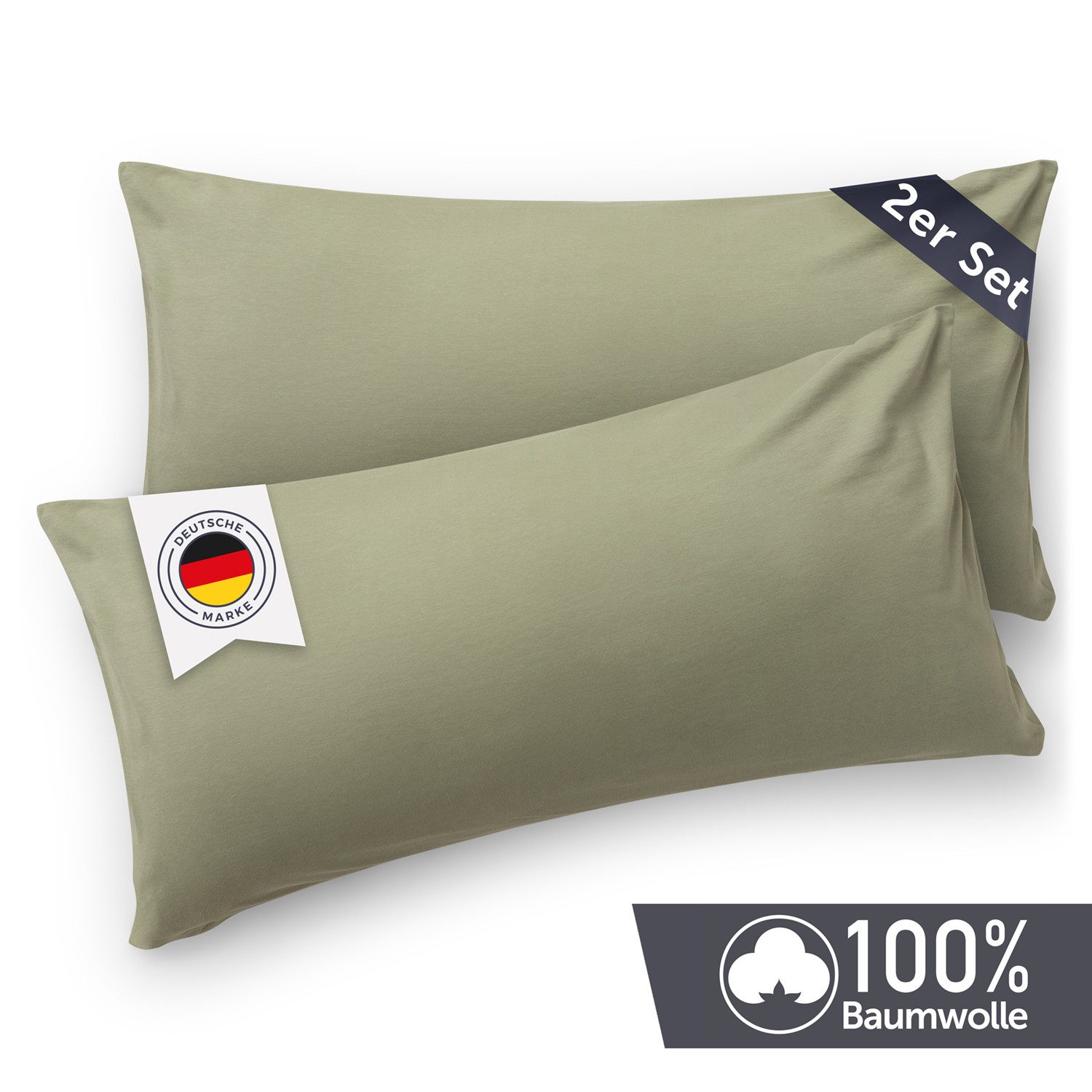 Blumtal Kissenbezug Premium Jersey 2er Set, Oeko-Tex Zertifiziert, (2 Stück), 100% Baumwolle