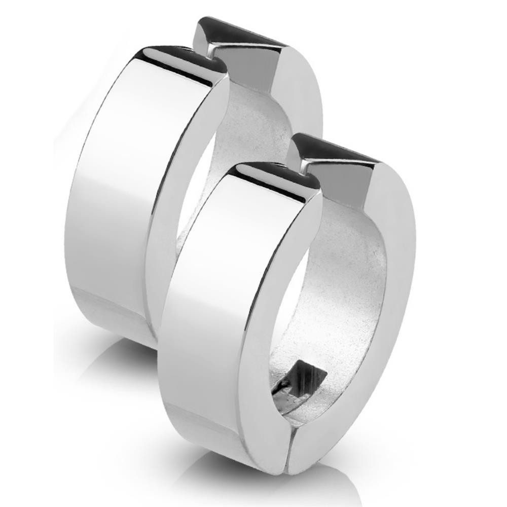 BUNGSA Creolen-Set Silber - Creolen klassisch aus Edelstahl Unisex (1 Paar (2 Stück), 2-tlg), Ohrschmuck Ohrringe