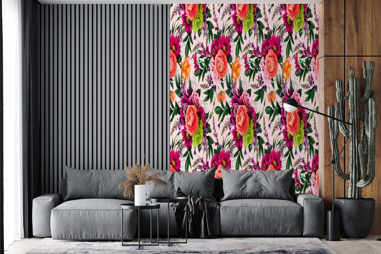 - Wandtapete Muster MuchoWow Tapete Montagefertig bedruckt, Wohnzimmer, für St), Farben, Vinyl Fototapete - Blumen (3 Matt,