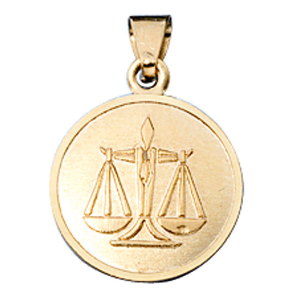 Kettenanhänger Anhänger Waage, 333 Gold, rund