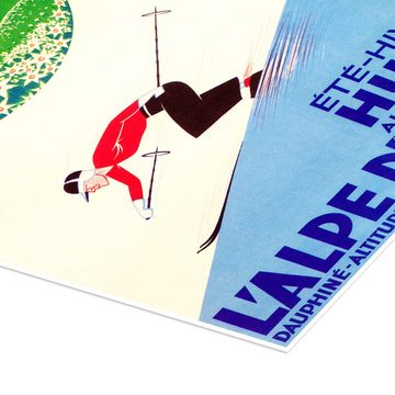 Posterlounge Poster Vintage Ski Collection, L'alpe d'huez (französisch), Vintage Illustration