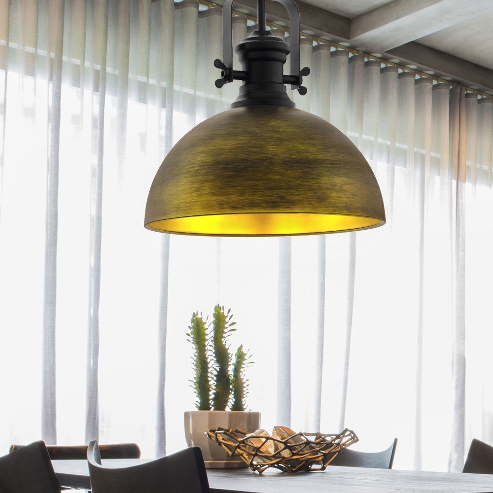 Pendel Lampe Design Hänge Decken Leuchte schwarz-gold Ess Zimmer Beleuchtung 