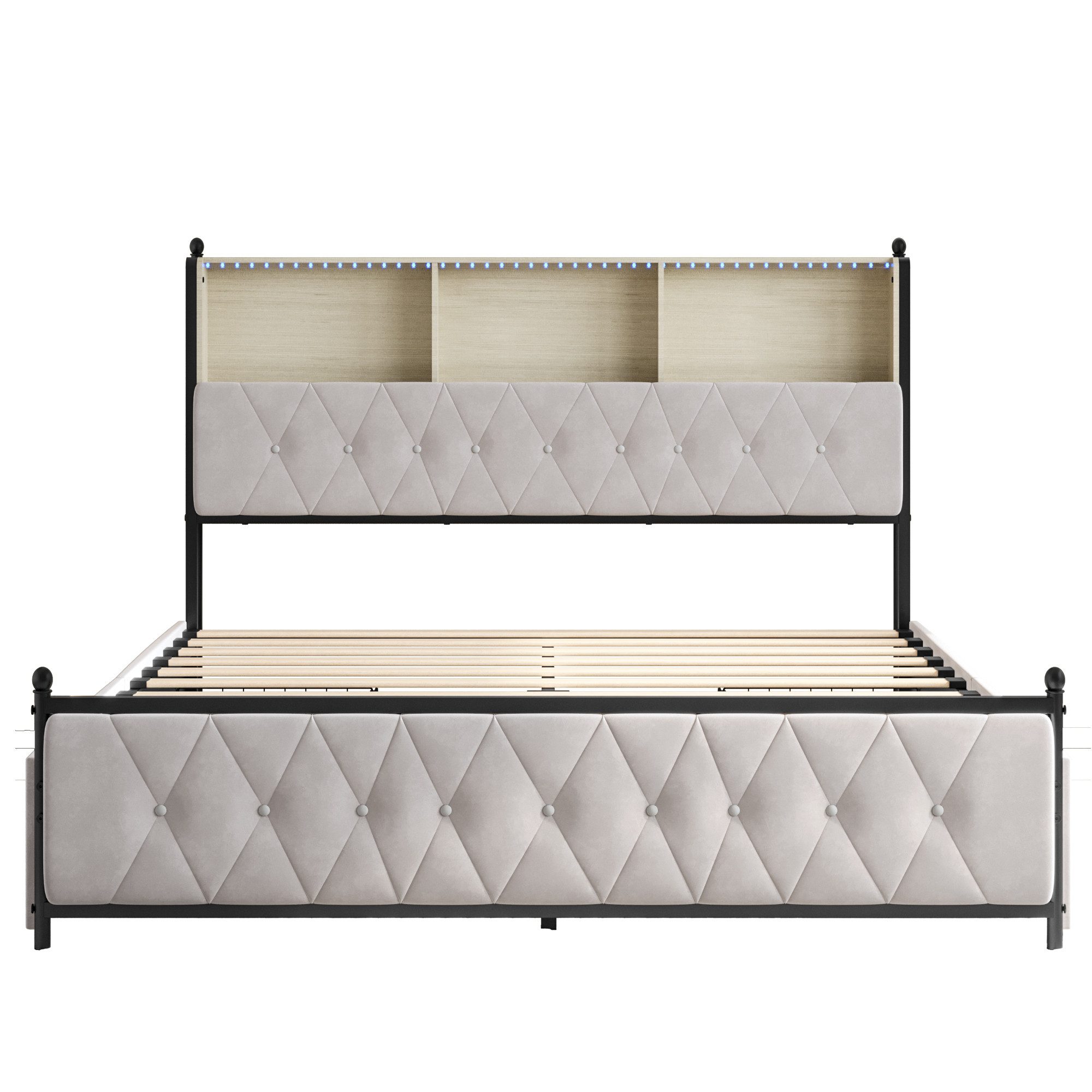 Gdood Polsterbett Stauraumbett Doppelbett LED (1 tlg, Mit Vier extra große günstig online kaufen