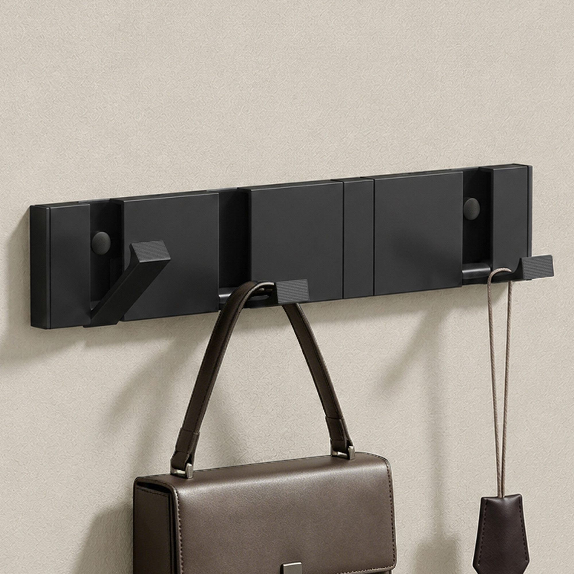 doporro Garderobenleiste Wandgarderobe Garderobenhaken aus Alu mit 4/6 Haken Kleben/Bohren, 4/6 faltbare Haken