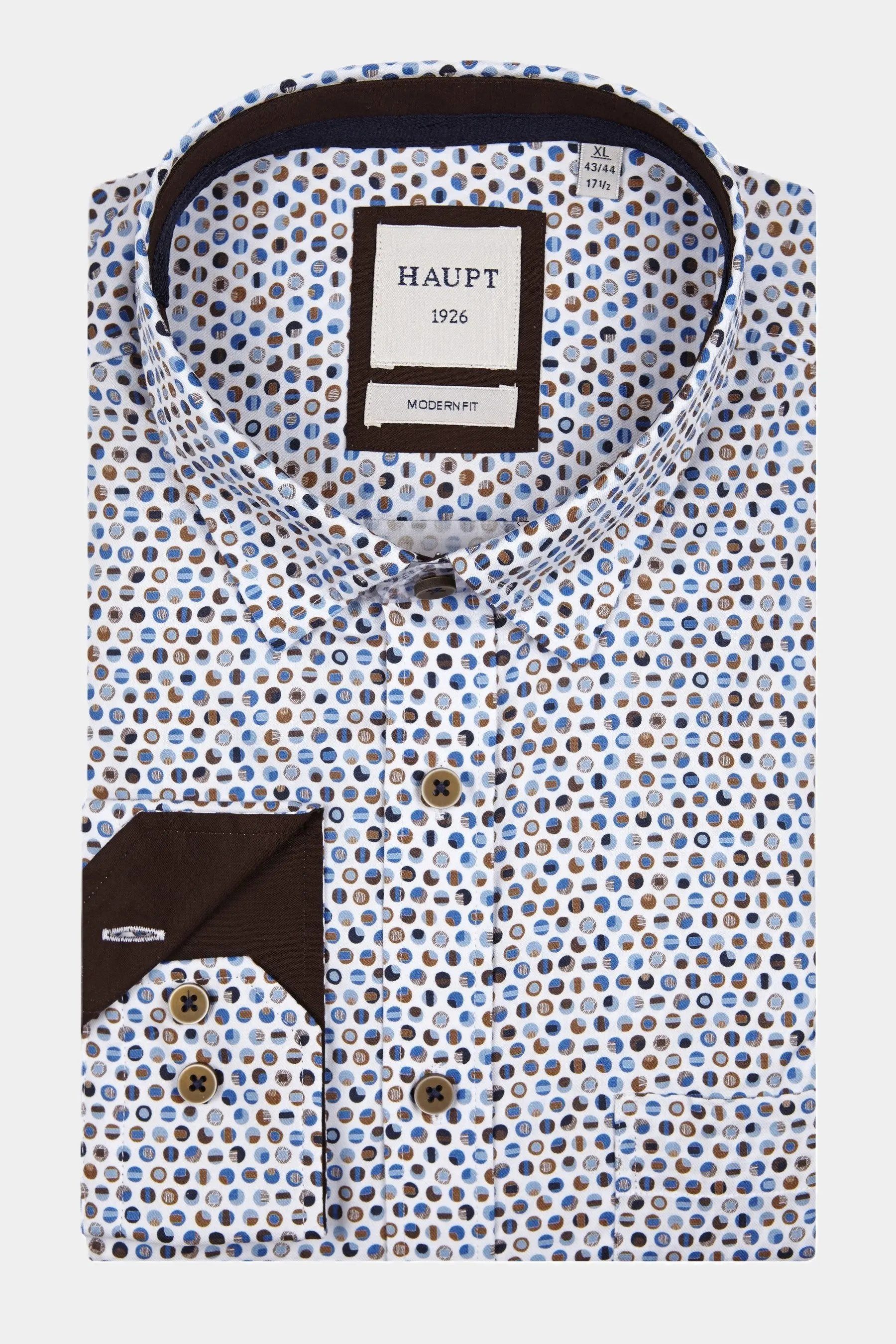 Haupt Langarmhemd Haupt Modern Fit langarm Herrenhemd mit Allover Punktmust günstig online kaufen