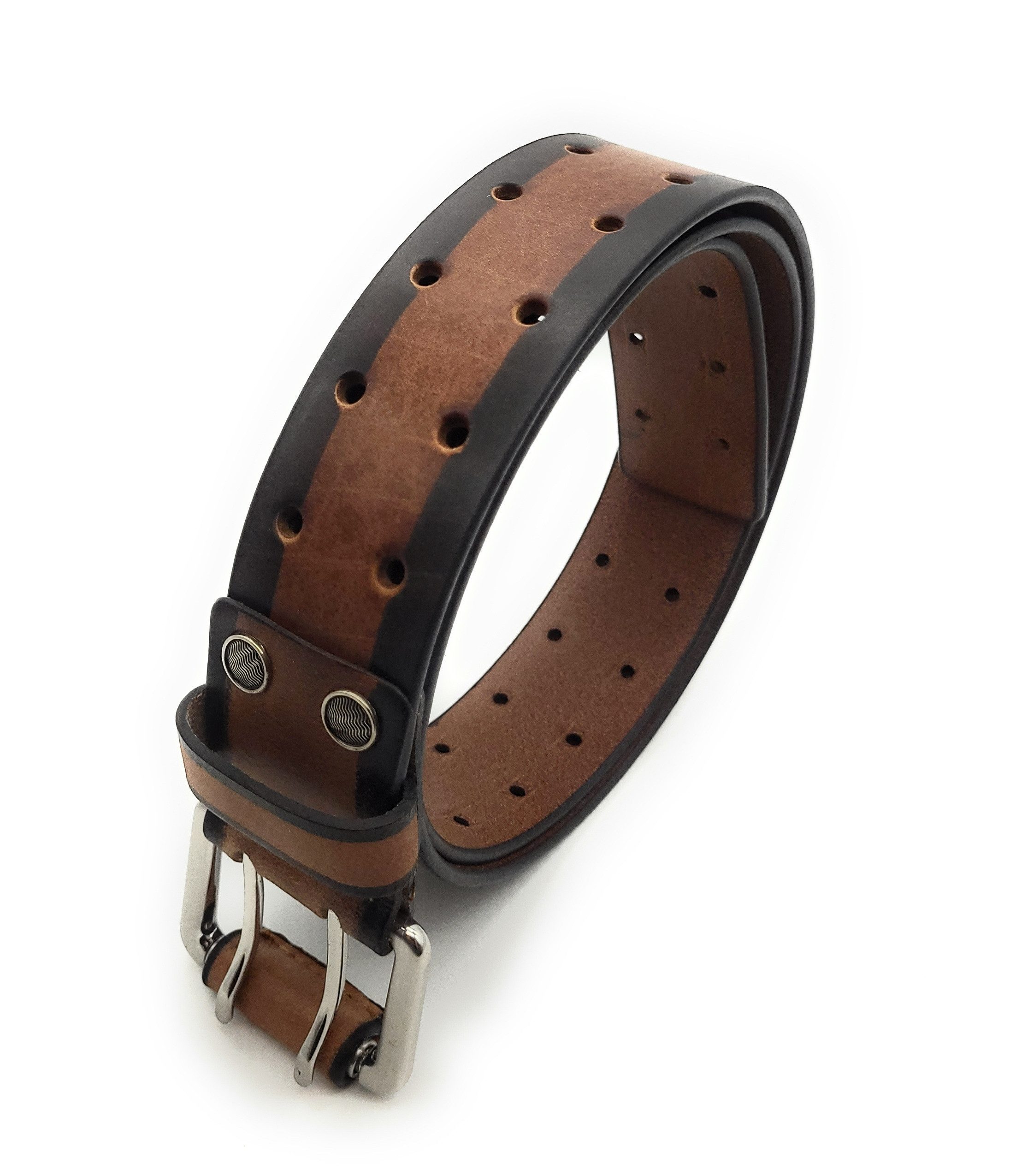Lemasi Ledergürtel Büffelvollleder 42mm Breit - Doppelte Dornschließe, zweireihig