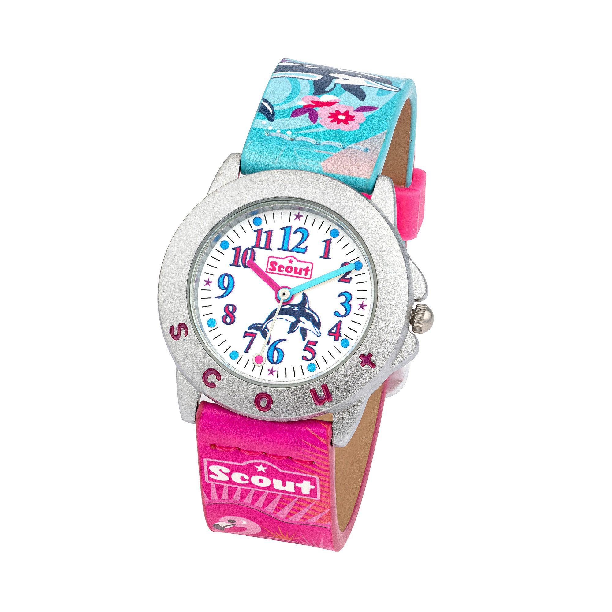 Scout Quarzuhr Flamingo 164000215, Armbanduhr, Kinderuhr, Mädchen, analog