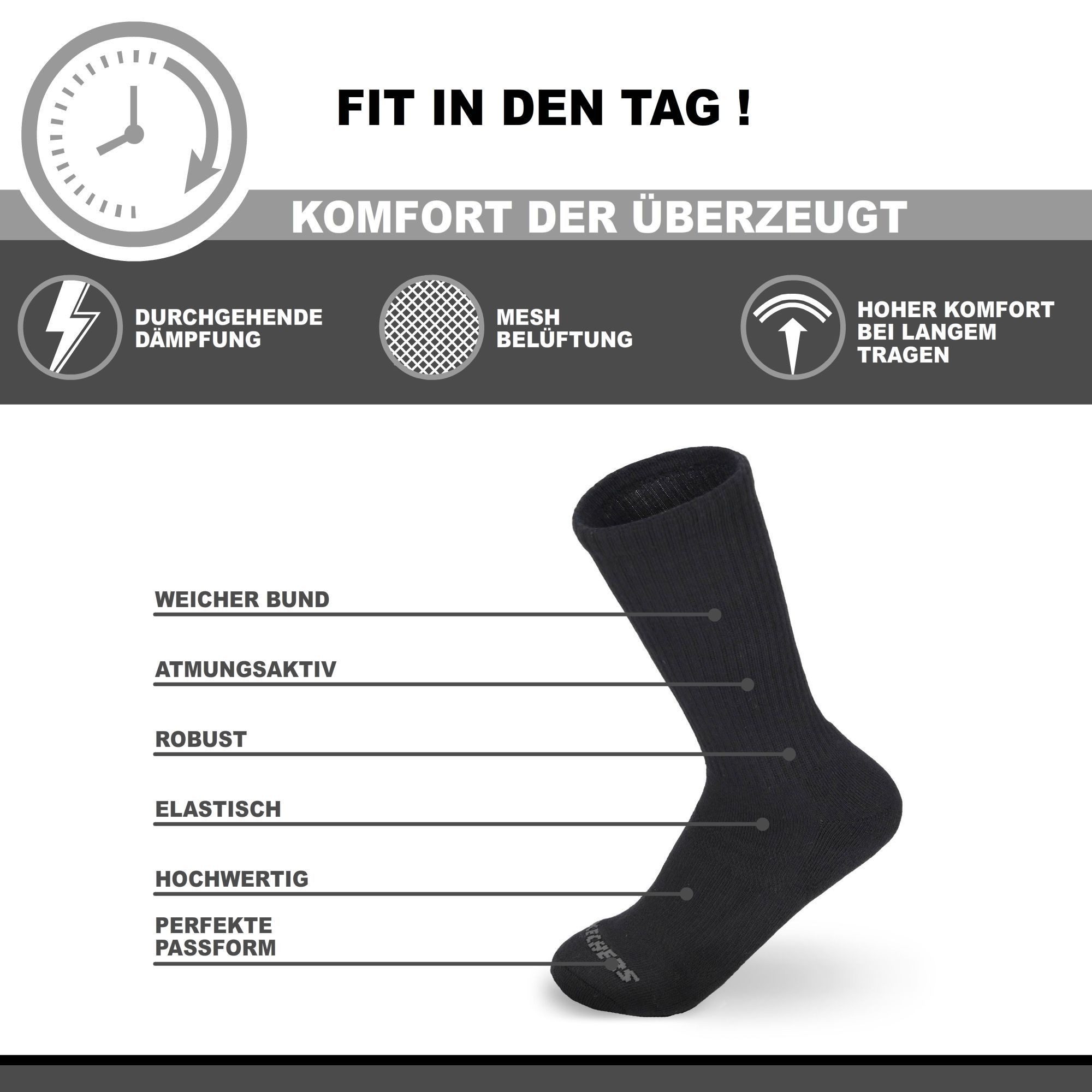 Skechers Businesssocken Herren - Atmungsaktiv - Eleganter Komfort für Business und Alltag Herren Socken mit angenehmen Fußklima - Ideal für Business-Schuhe