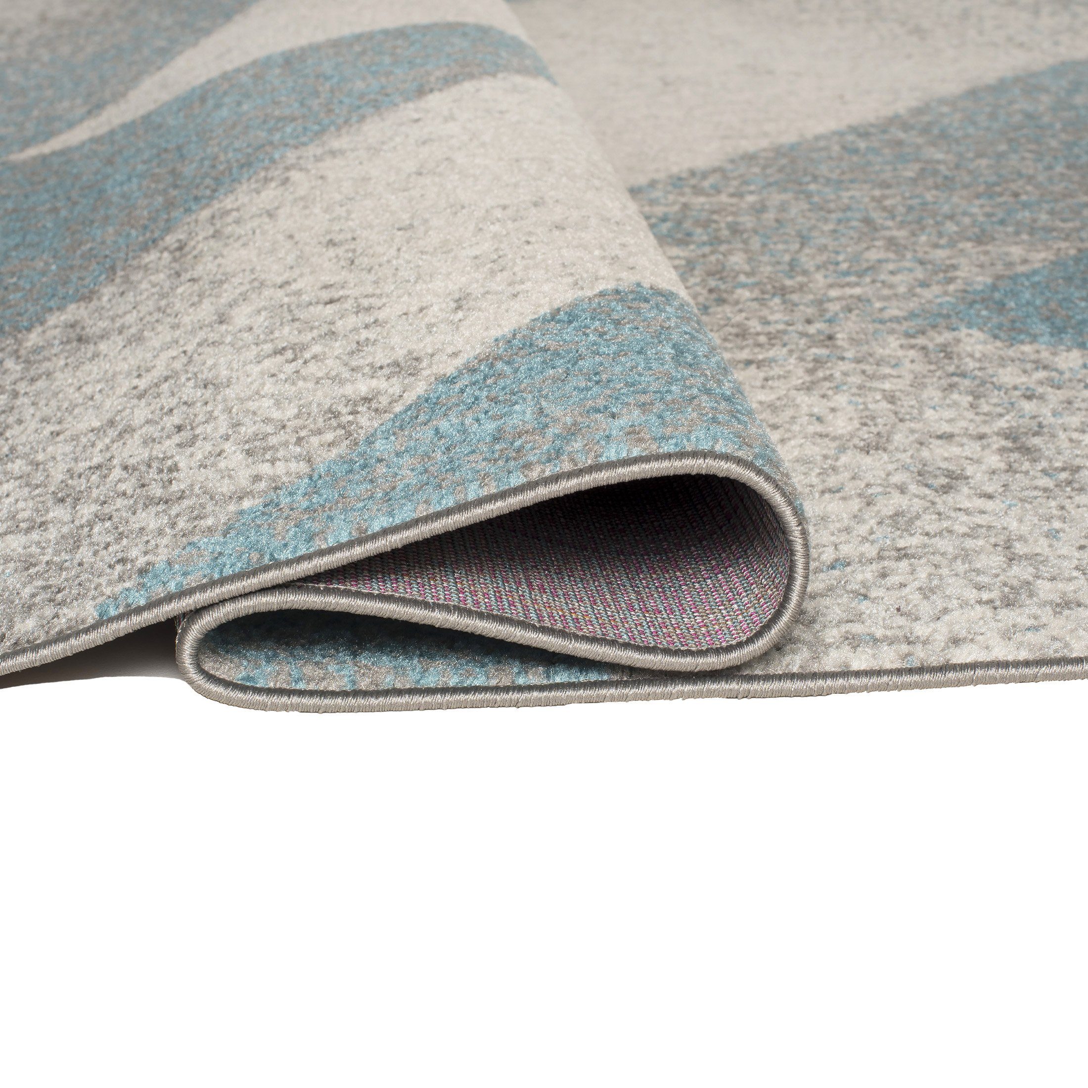 Grau Kurzflor cm, Blau - Teppich Mazovia, 140 Höhe Fußbodenheizung, mm, x Geeignet Muster 7 Designteppich farbe Modern 200 Kurzflor, Geometrisch für