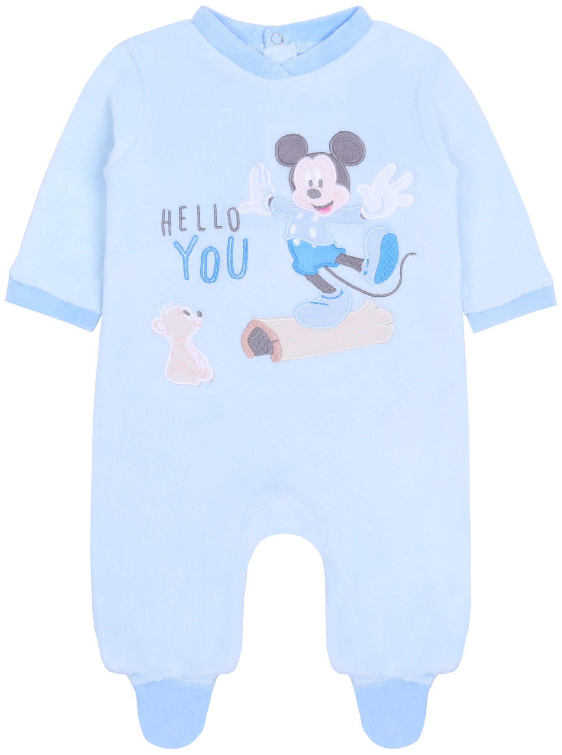 Body Blauer Strampleranzug aus Vlies Mickey Mouse 6 Monate