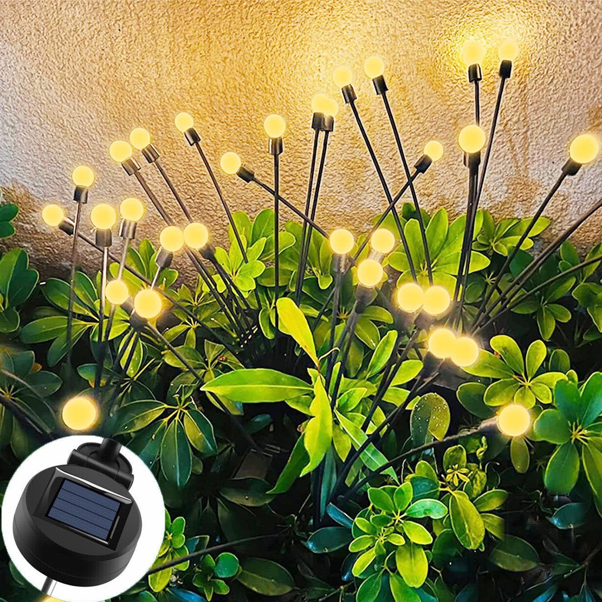 oyajia LED Solarleuchte Solarlampen für Außen, 8 LEDs Schwankende Solar Glühwürmchen-Lichter, LED fest integriert, Warmweiß, IP65 Wasserdichte Glühwürmchen Solarleuchten, für Garten,Hof,Terrasse 4 Stück