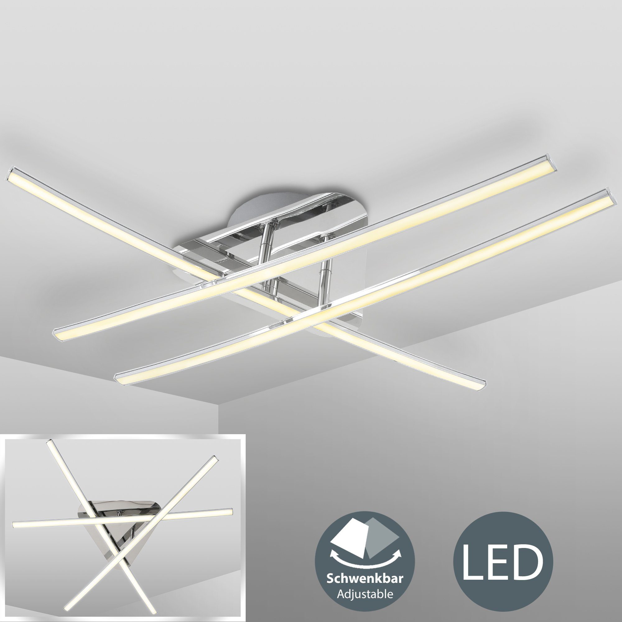 Virgo, modern, 800 LED B.K.Licht LED Lumen, fest integriert, Deckenleuchte IP20 inkl. warmweiß, matt-nickel, Deckenlampe, Warmweiß, 8W