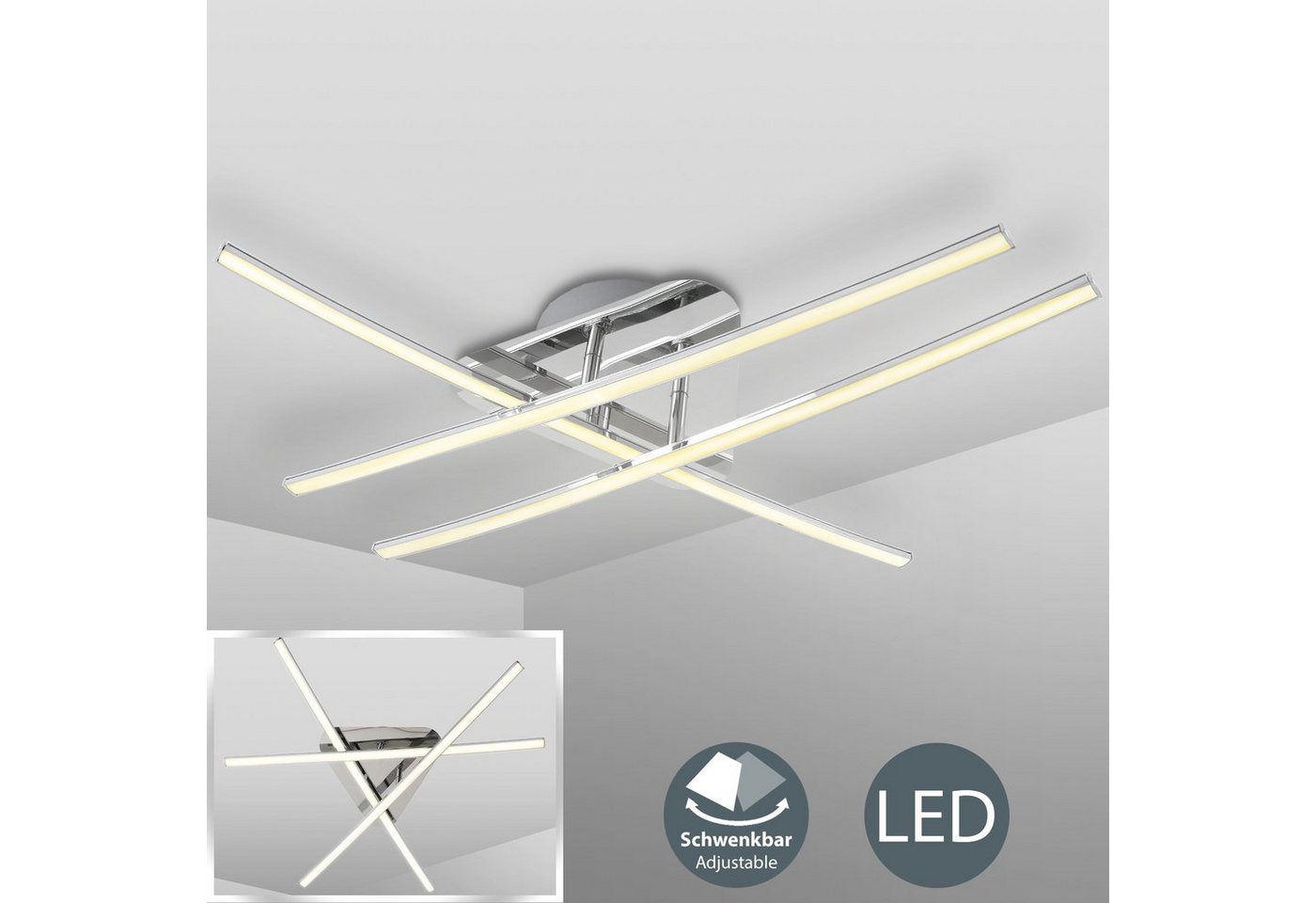 B.K.Licht LED Deckenleuchte »Virgo 2«, LED Deckenlampe modern Design inkl. 8W 800 Lumen warmweiß matt-nickel IP20-HomeTrends