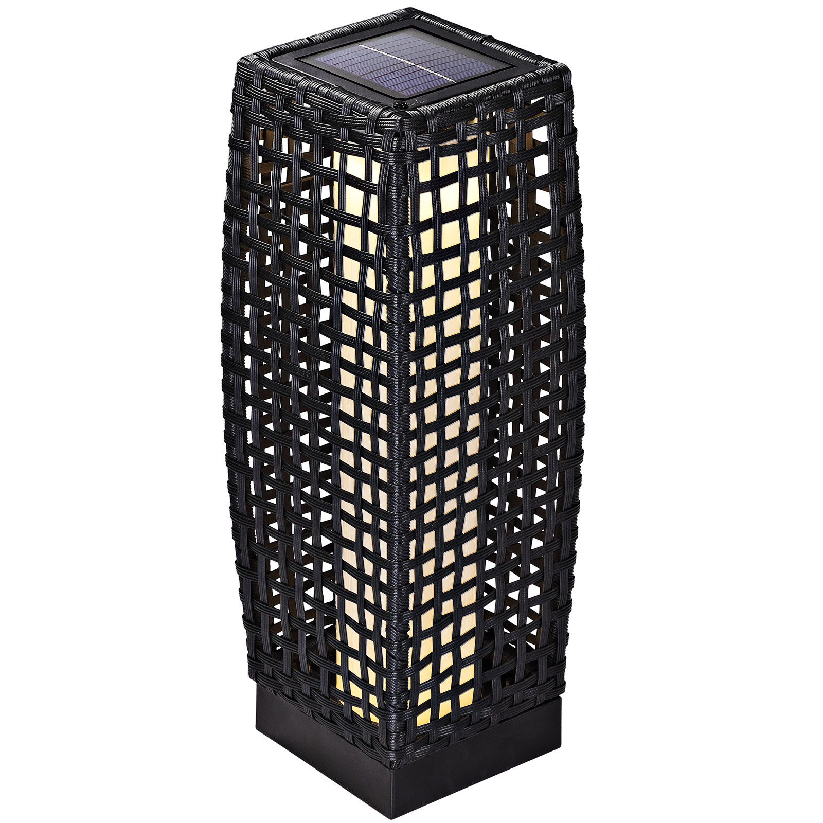 Deuba Gartenleuchte, 50cm Rattan LED Warmweiß Solar Wasserfest Außen