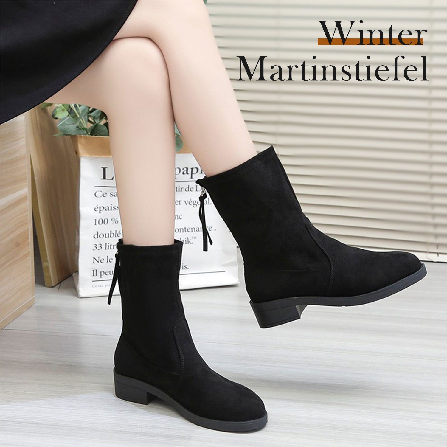 Winterstiefel Fashion Boots Daisred Stiefel Reißverschluss Damen mit Chelsea