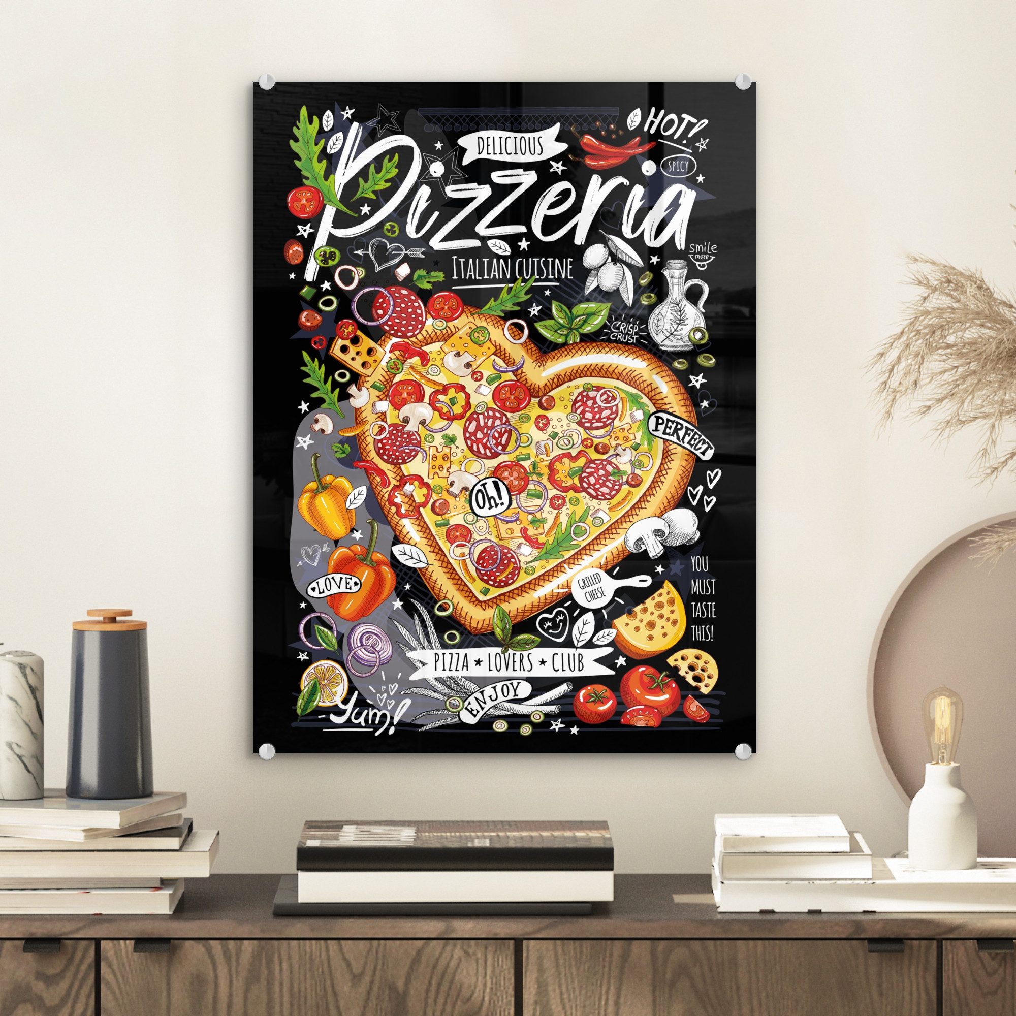 MuchoWow Acrylglasbild Pizzeria - Speisekarte - günstig online kaufen