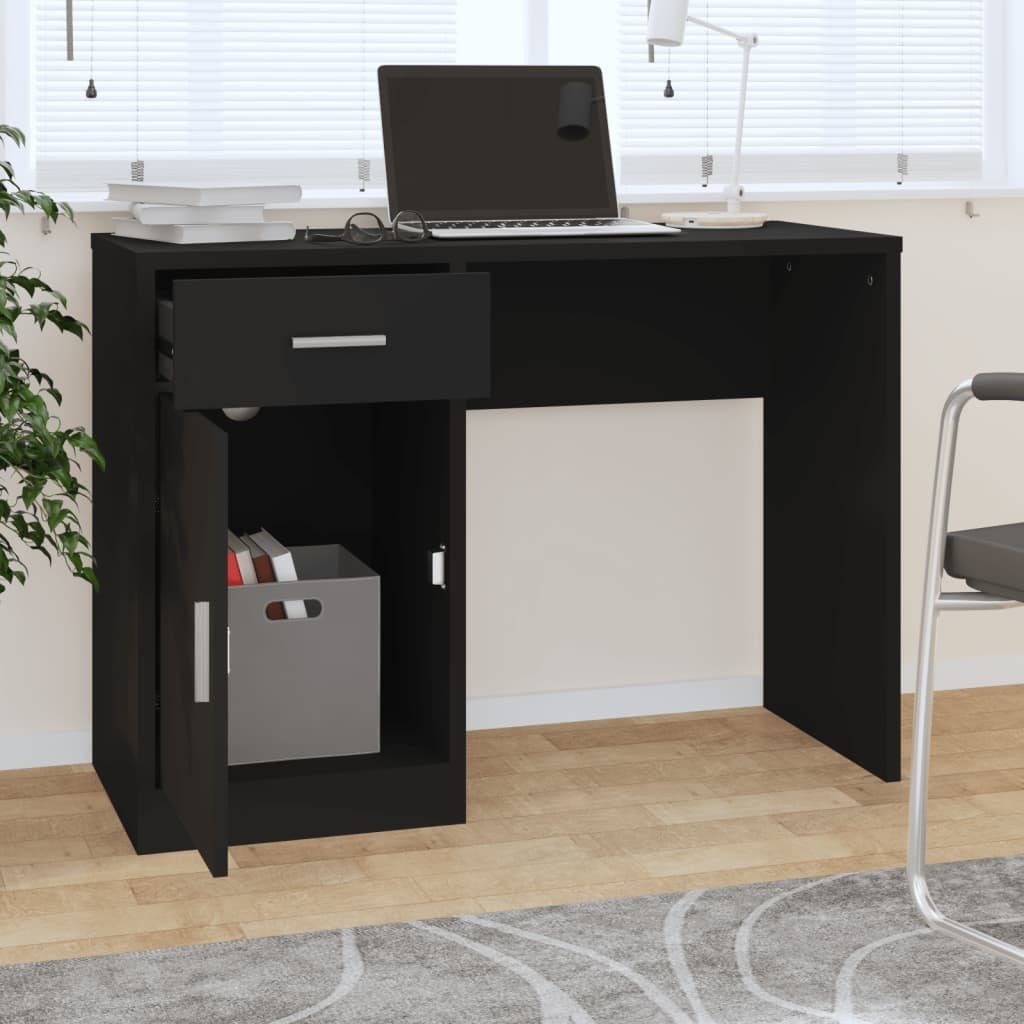 Schreibtisch 100x40x73 cm mit Holzwerkstoff Schwarz Stauraum Schreibtisch Bürotisch vidaXL Schwarz Schwarz |