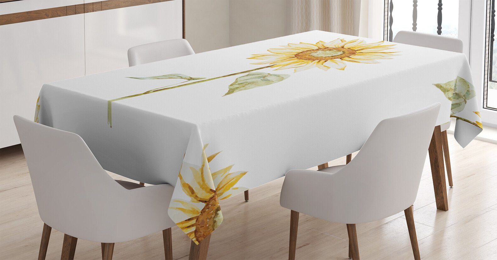 Kunstwerk den Für Klare geeignet Tischdecke Sonnenblume Waschbar Abakuhaus minimalistische Außen Farbfest Farben, Bereich