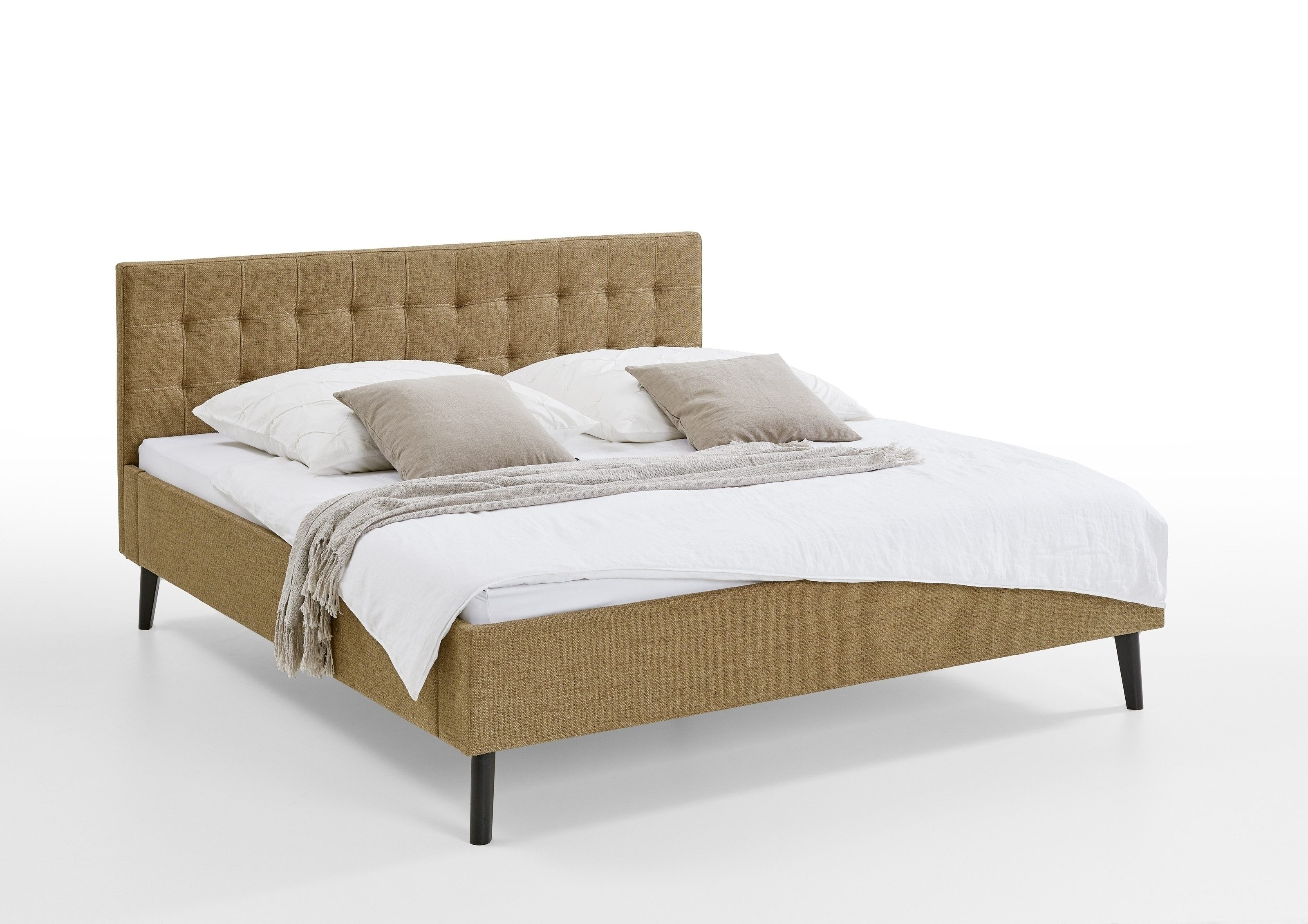 freiraum Polsterbett Empire, Liegefläche 180x200 cm, Farbe Ocker – Stellmaß: 186x100x210cm (BxHxT)