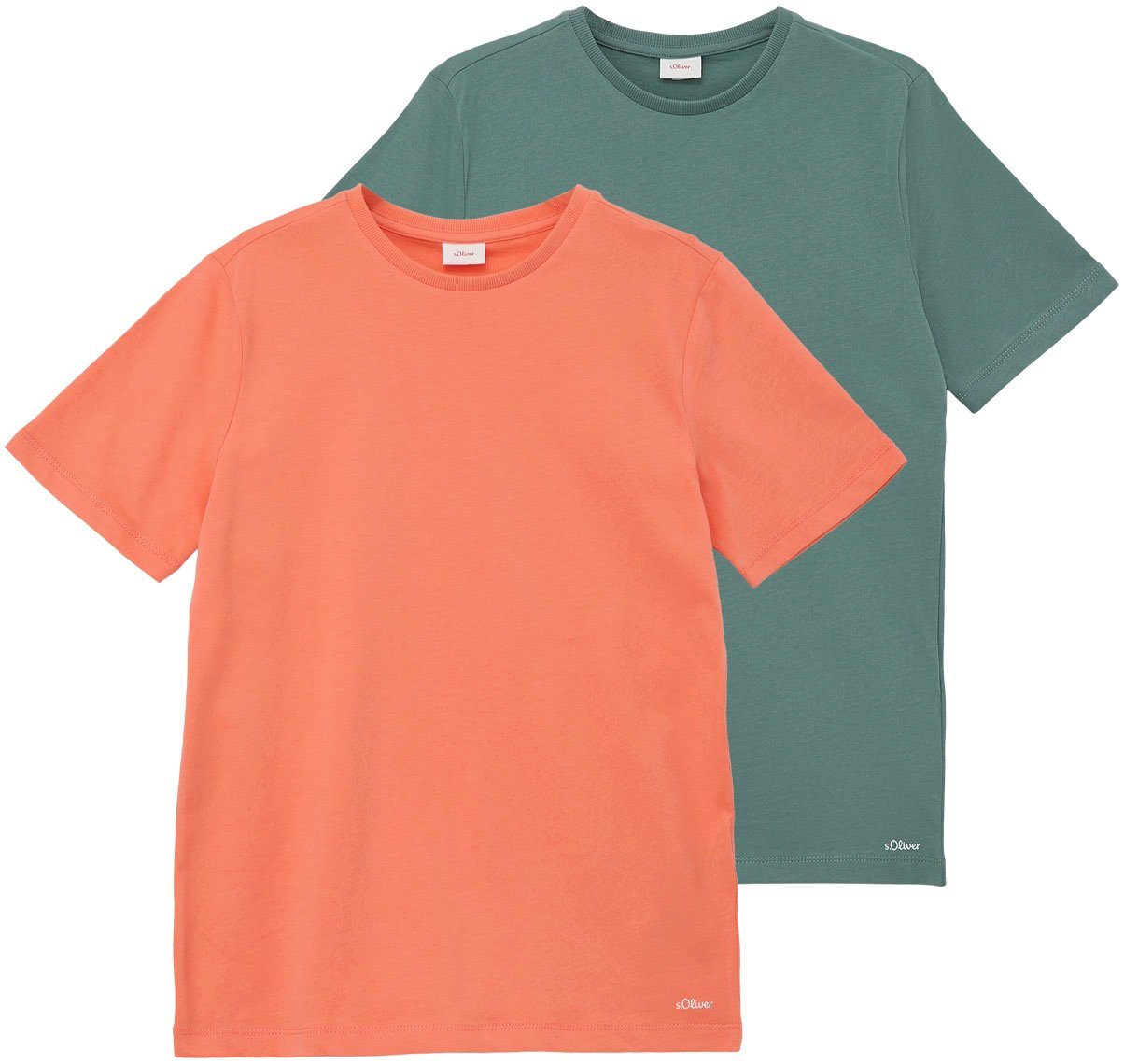 s.Oliver Junior T-Shirt (2-tlg) Jungs orange/khaki für