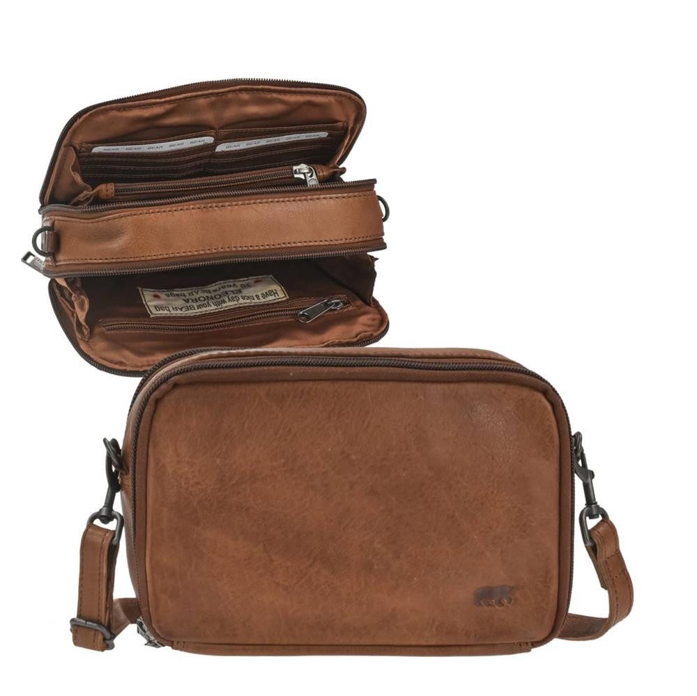 Bear Design Umhängetasche "Eleonora" Schultertasche Leder 22x15cm kompakt, kleine praktische Damentasche mit 2 Fächern
