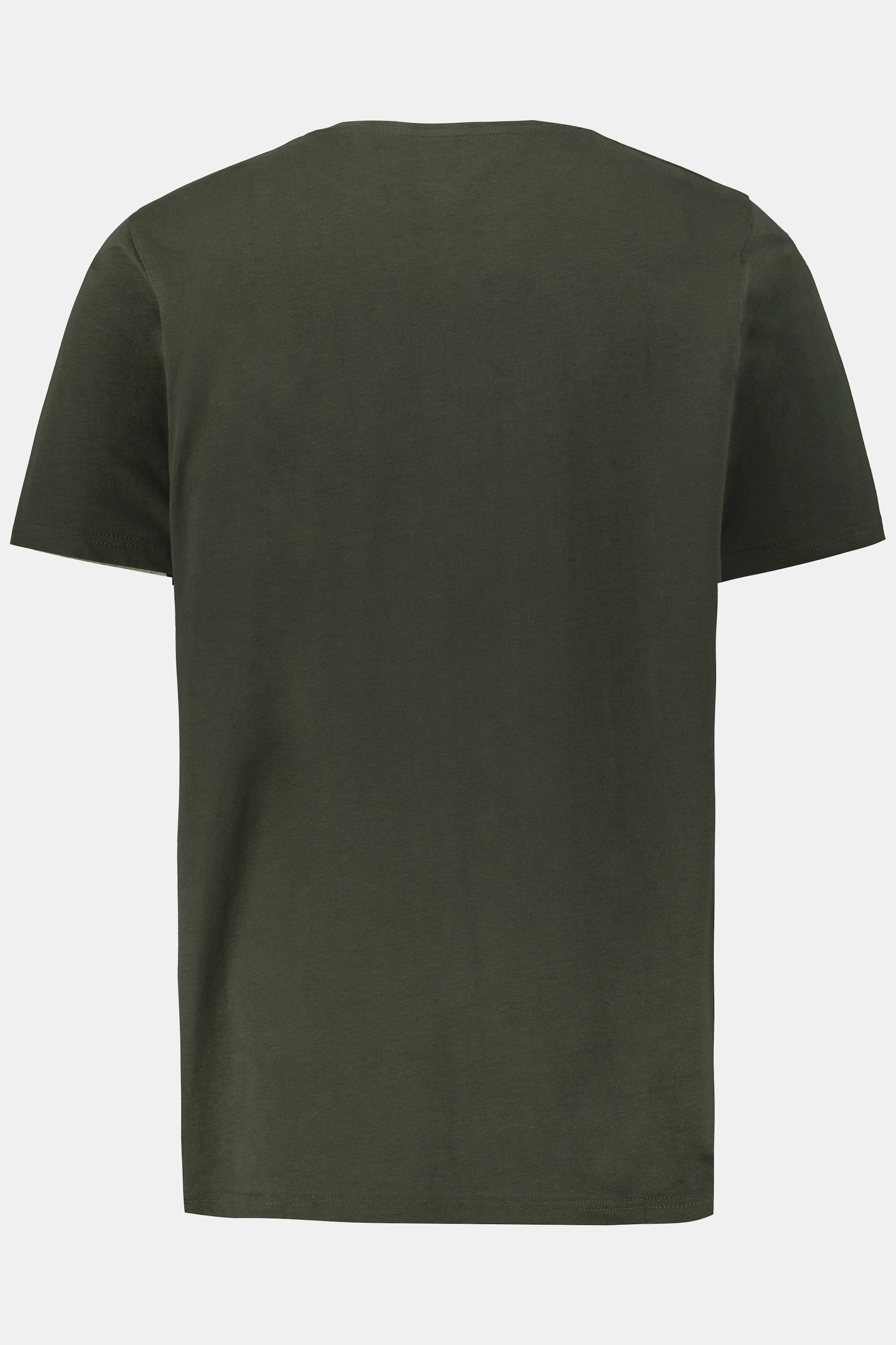 dunkel T-Shirt Henley oliv JP1880 Halbarm Knopfleiste Basic