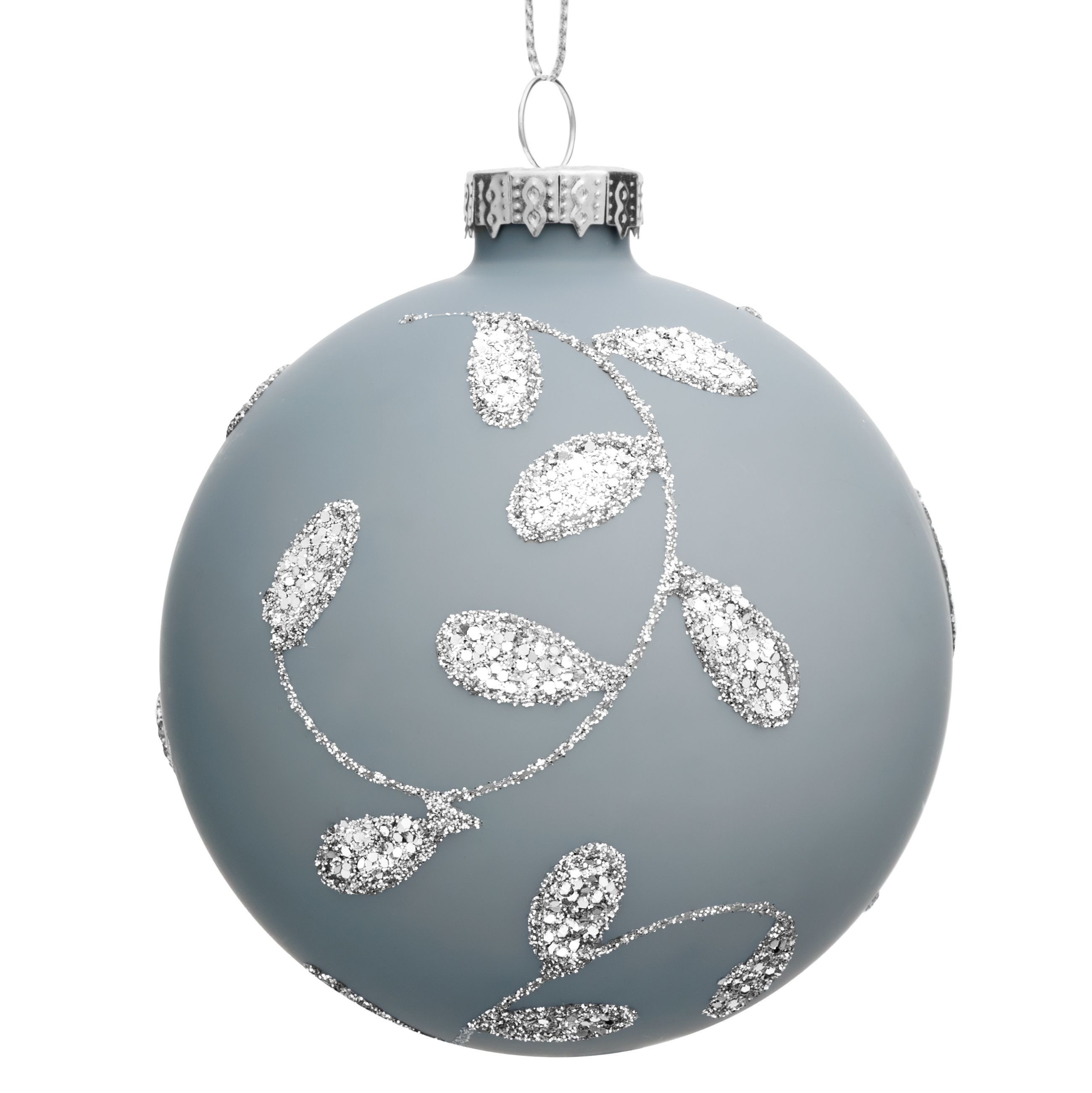 SIKORA Christbaumschmuck Highlights Silber 4er Set Christbaumkugeln aus Glas mit Verzierung, Besondere Weihnachtskugeln für ein sinnliches Weihnachtsfest
