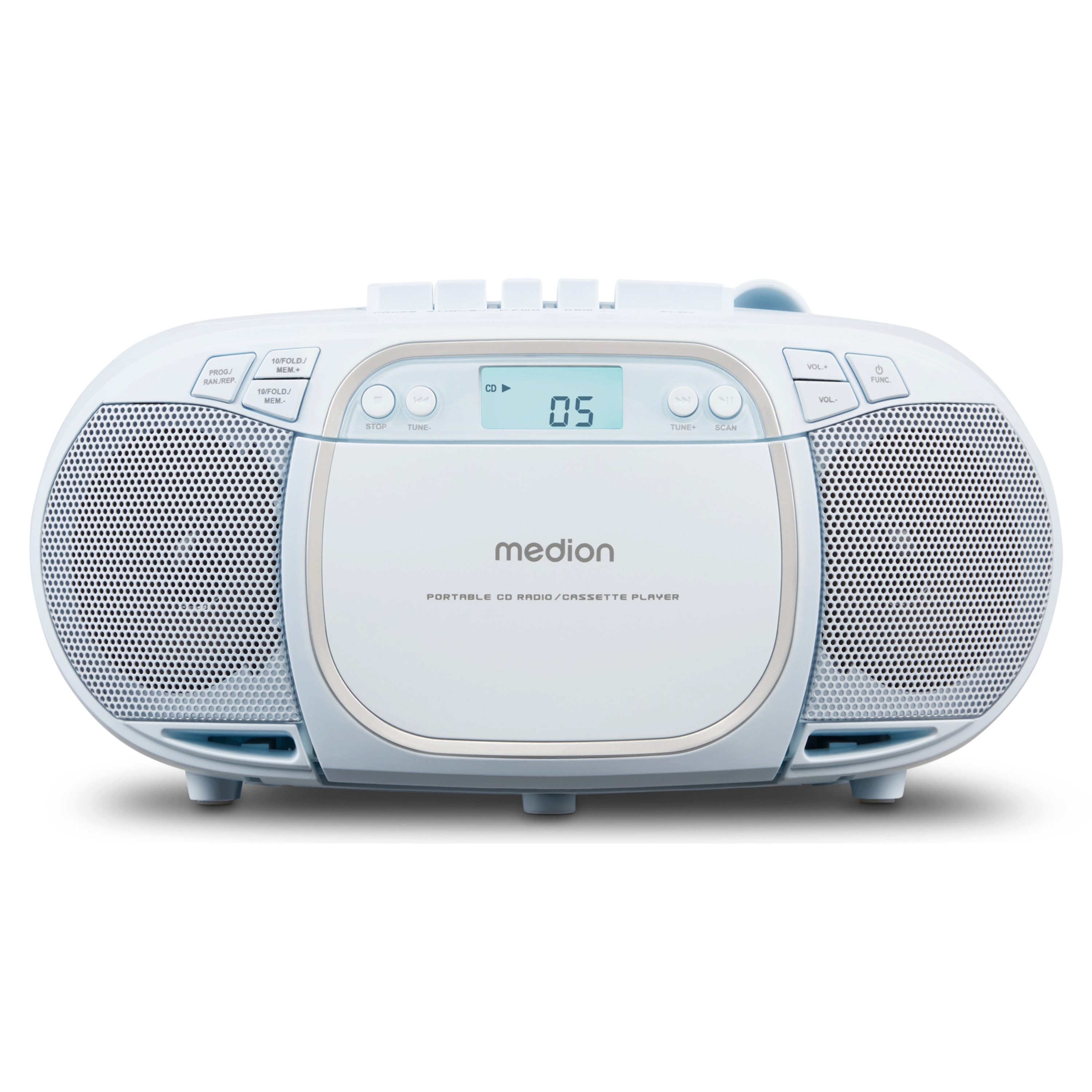 Medion® Kassetten Player (An/Aus Anzeige, Audiokassetten, AUX-Eingang, Batteriebetrieben, CD-Player, CD-R-Wiedergabe, CD-RW-Wiedergabe, FM-Radio, Digitalanzeige, Kassettenwiedergabe, USB, Tragbar, Stereo, Radio, MP3 CD-Wiedergabe, On/Off Switch, MW/UKW Ra