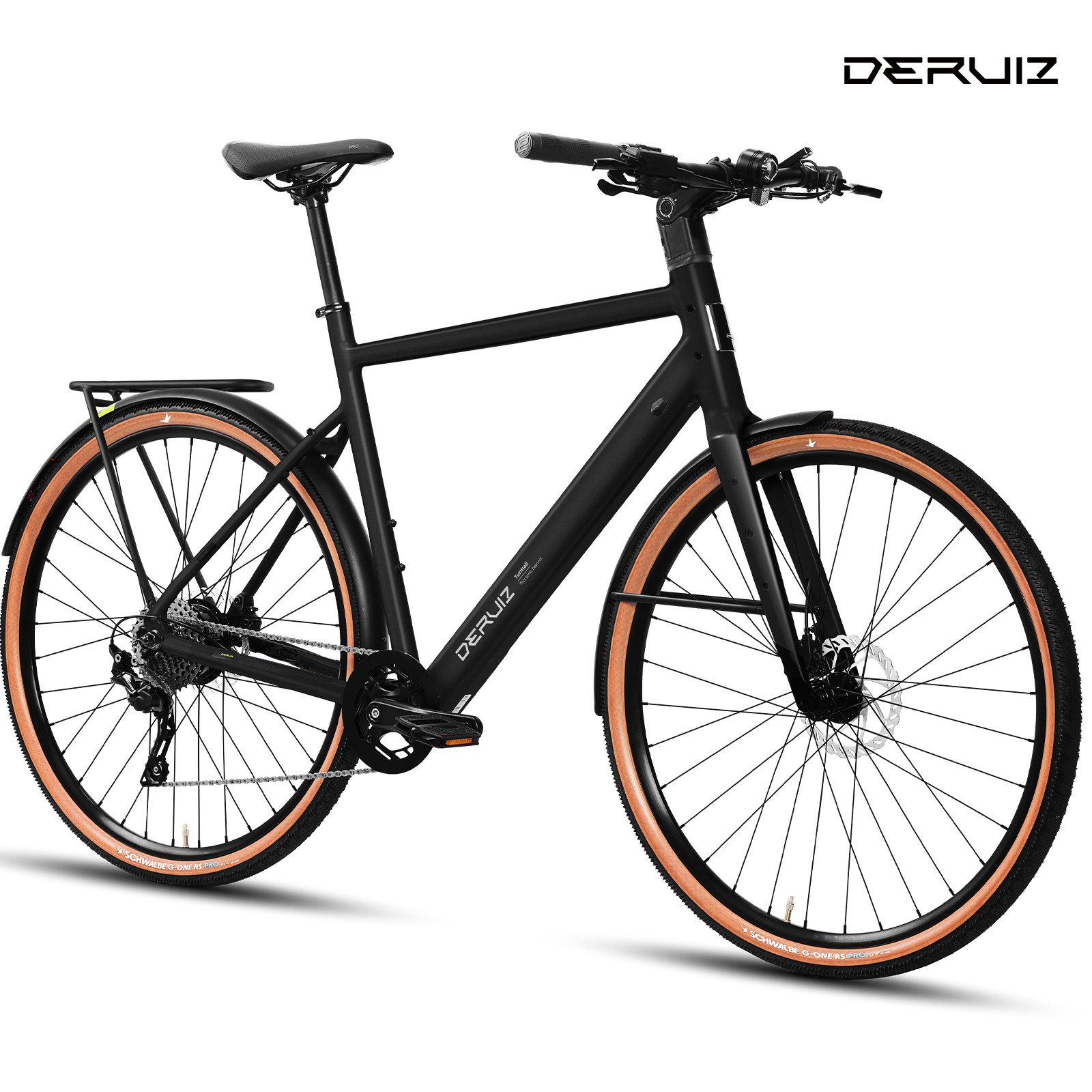 DERUIZ E-Bike Cityrad 28 Zoll Turmali Shimano 10-Gang, 52/58 cm, Drehmomentsensor,360Wh, 10 Gang Shimano Shimano Deore RD-M6000-SGS, 10-Gang Schaltwerk, Heckmotor, 360 Wh, (Traglast ca. 140 kg RH: 52/58 cm, für Damen und Herren), Shimano 10-Gang, TEKTRO HD-R285 hydraulische Scheibenbremsen