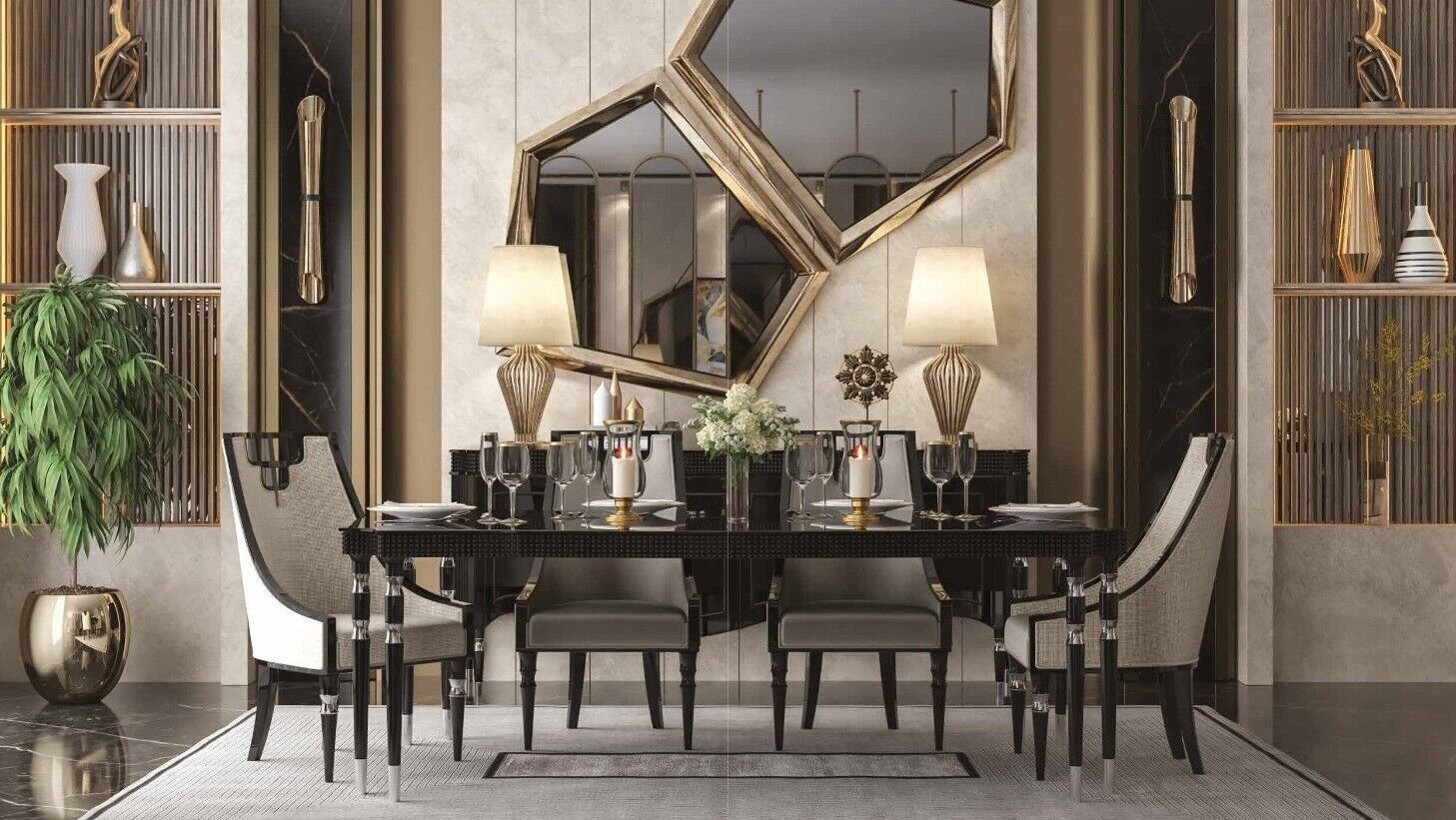 Esstisch Esszimmer-Set (7-St), Braun Esszimmer Elegantes Made Design, Europa Stühle JVmoebel in 6x Set Luxus