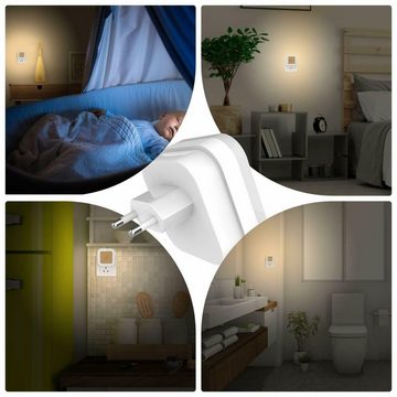 oyajia LED Nachtlicht LED Nachtlicht Mit Dämmerungssensor Steckdose, LEDs Nachtlampe Set, LED fest integriert, Kaltweiß, 2/4 Stück LED Treppen Leuchte Nacht Licht Intelligente Induktion