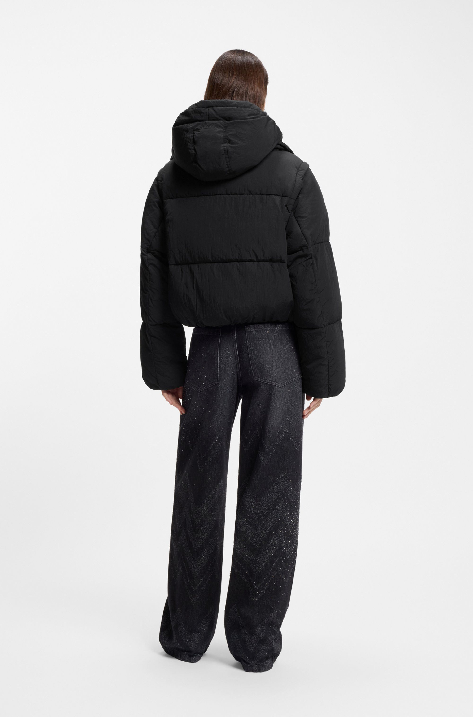 BOSS ORANGE Steppjacke Polala Premium Damenmode (2-St) mit abnehmbaren Ärmeln und Schal