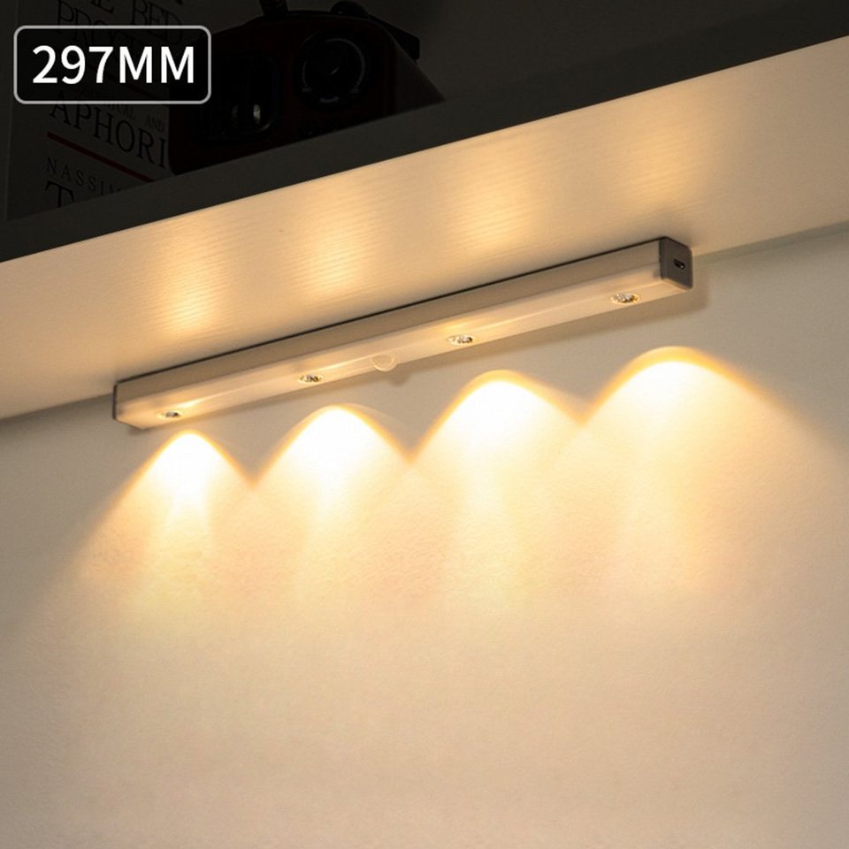 MUPOO LED Unterbauleuchte LED LichtleistenBewegungserkennung Dimmbar  Wiederaufladbar,4 Größe, Aus/Ein/Automatik, 3000K Warmweiß, 6500K Kaltweiß,  für Schrankbeleuchtung, Unterbauleiste