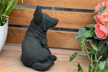 Stone and Style Gartenfigur Steinfigur Schäferhund klein in schwarz