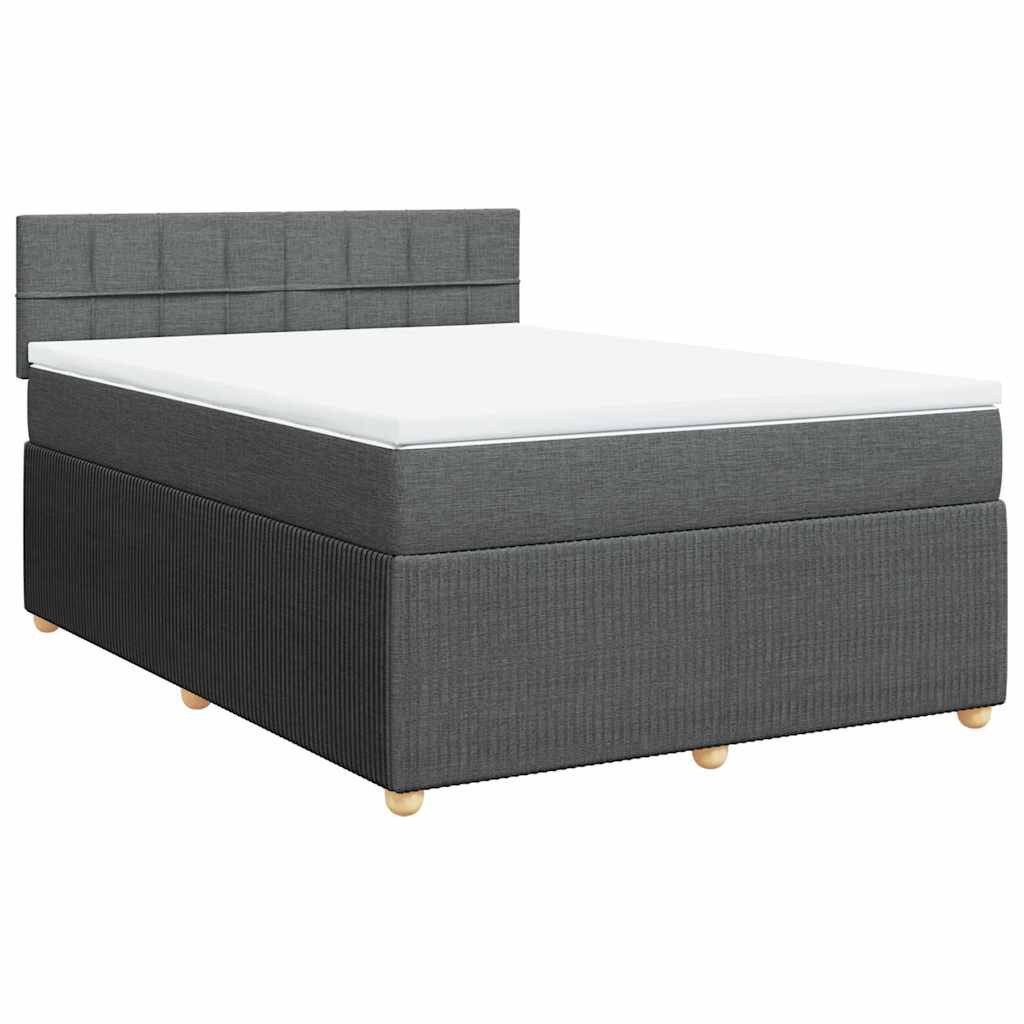 vidaXL Bett Boxspringbett mit Matratze Dunkelgrau günstig online kaufen