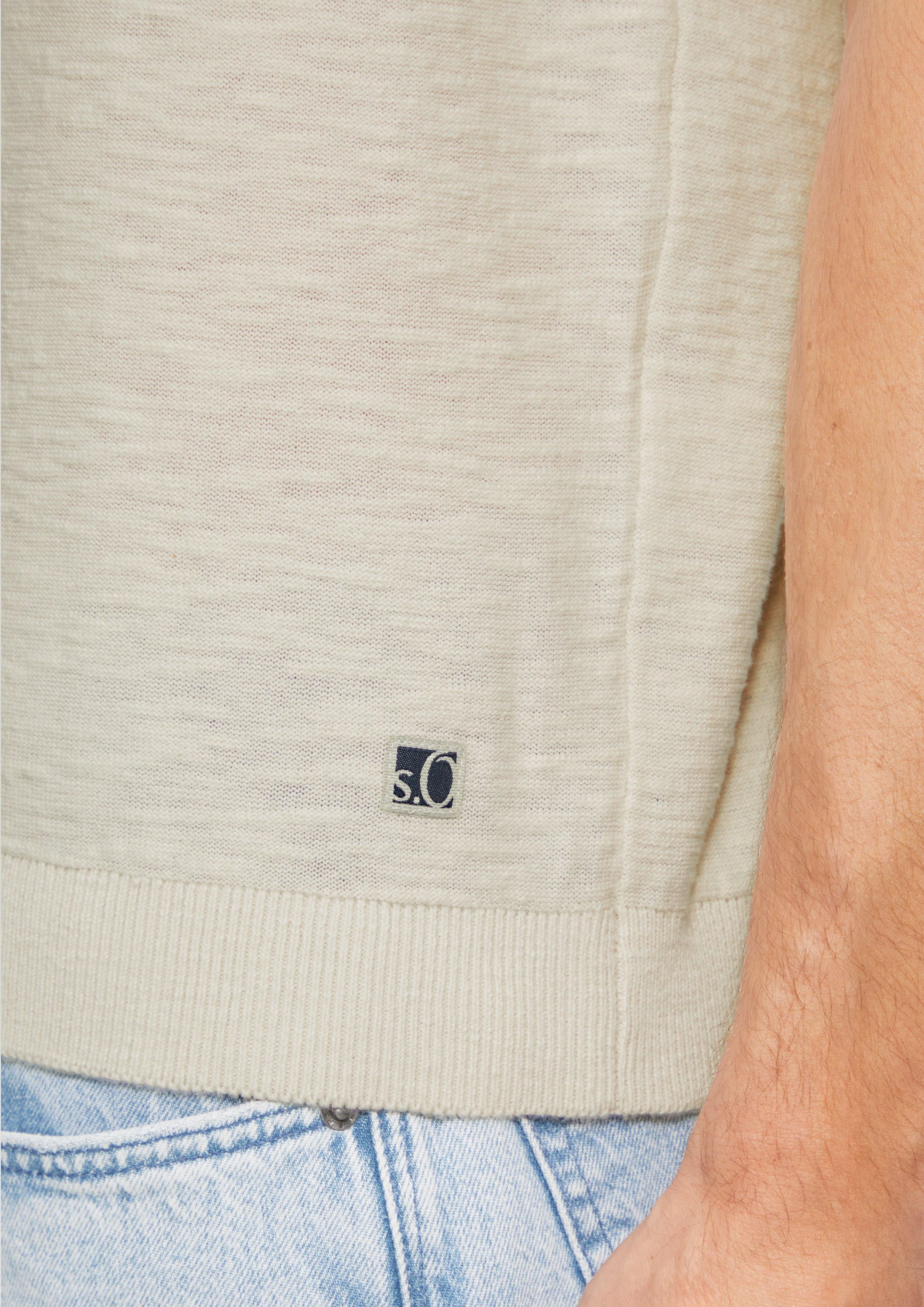 s.Oliver Strickpullover Gestricktes Poloshirt mit Flammgarnstruktur günstig online kaufen
