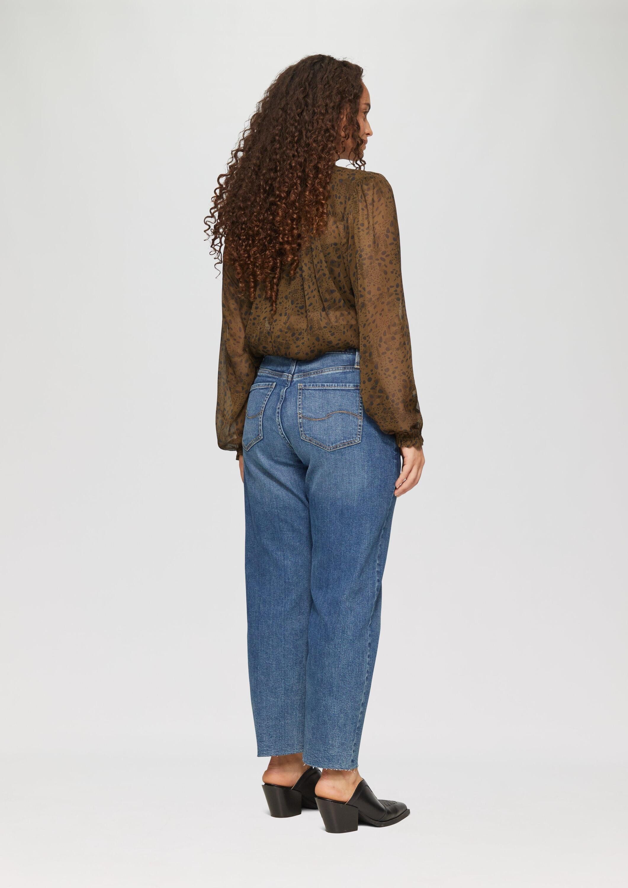 QS Langarmbluse Bluse Leicht transparente Chiffonbluse mit Puffärmeln