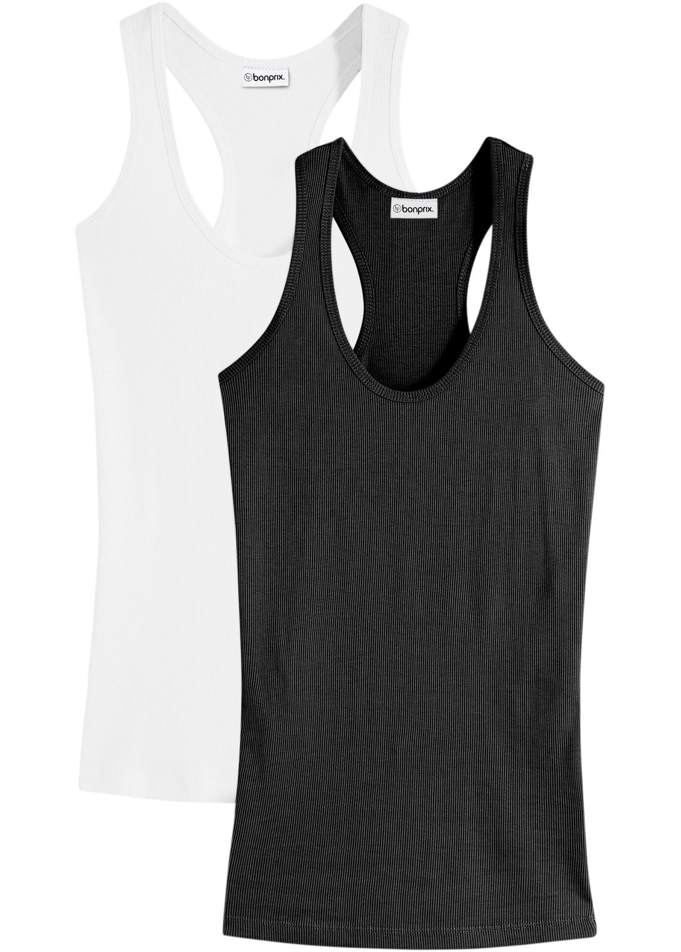 bonprix Tanktop (Packung, 2-tlg) Ringerrücken, Ripp-Qualität