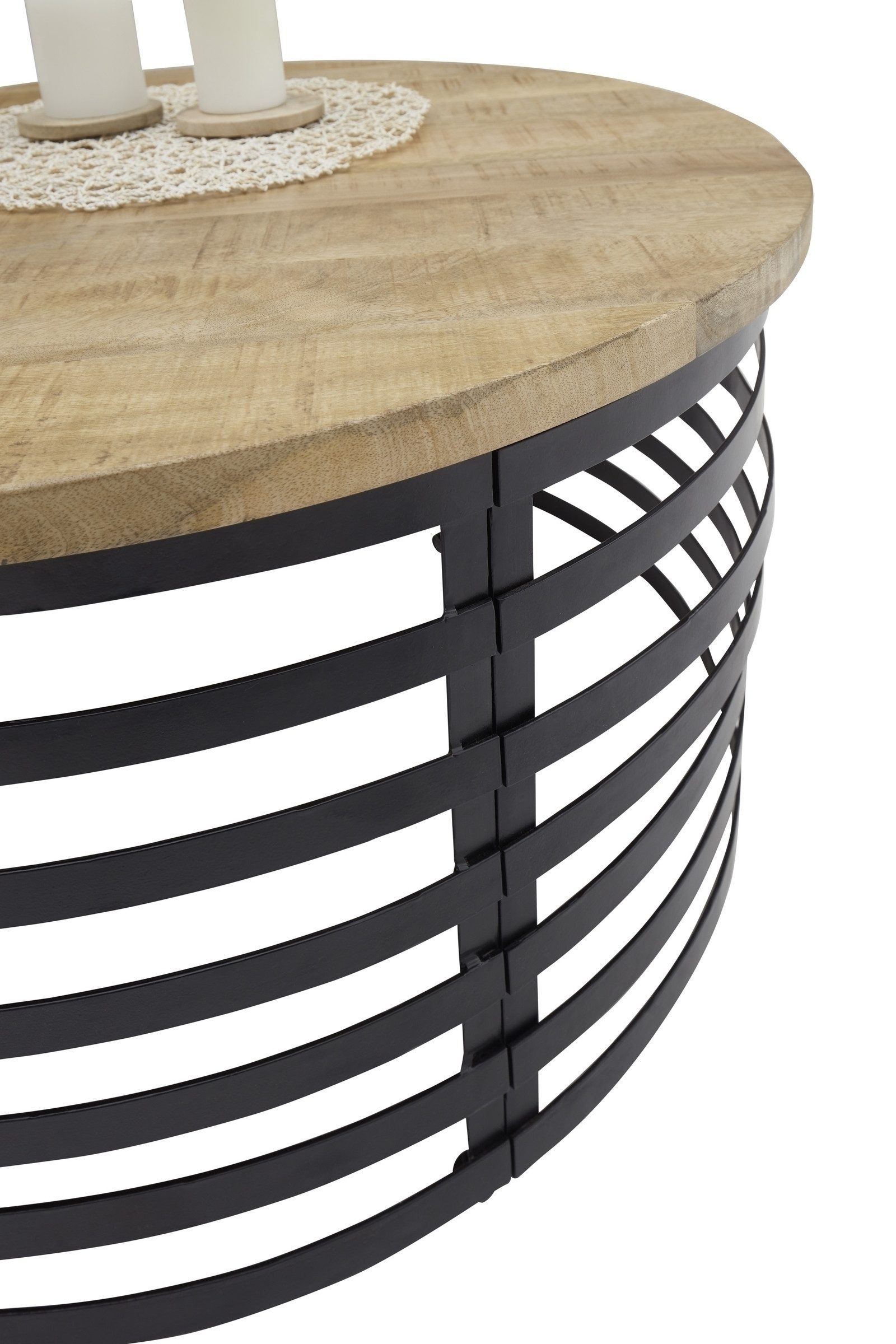 möbelando Couchtisch Marly, in Mangoholz naturbelassen, schwarz - 40x80 (HxD)